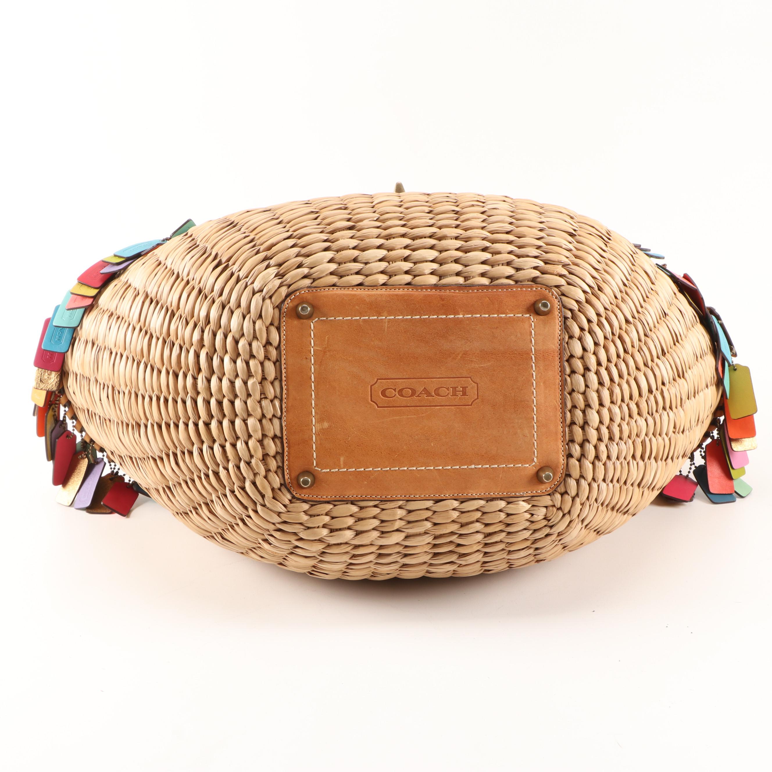 Coach Legacy Limited Edition Lily XXL Straw Basket Tote with Leather Trim