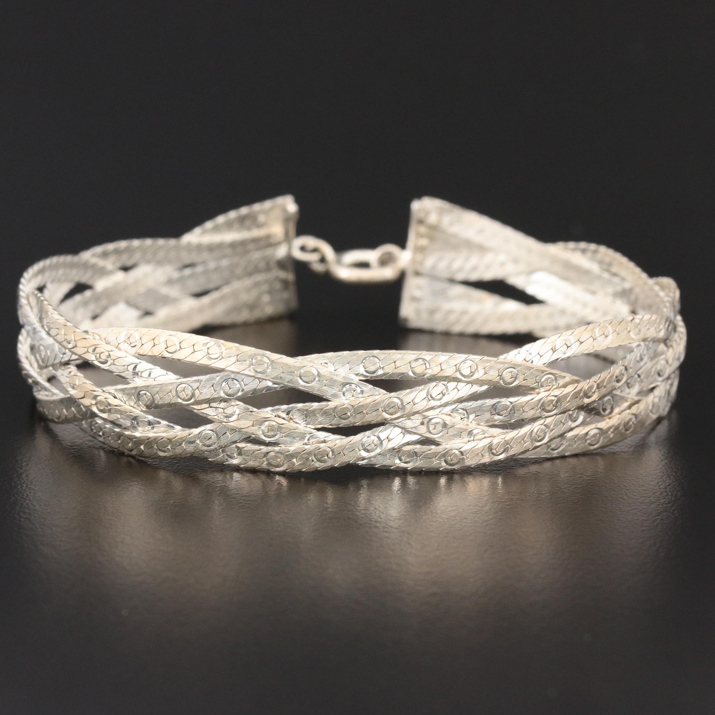 Sterling Silver Woven Herringbone Bracelet