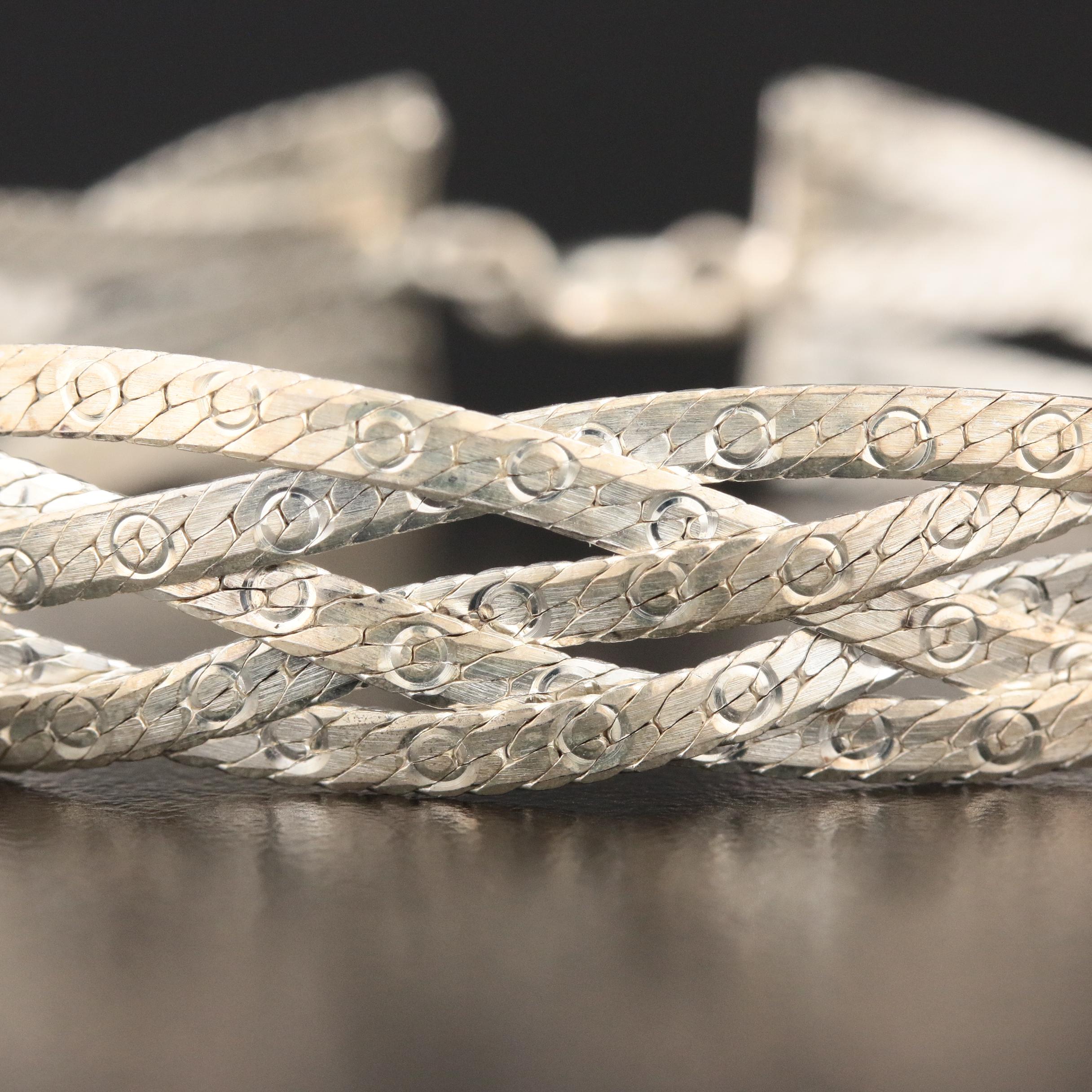 Sterling Silver Woven Herringbone Bracelet