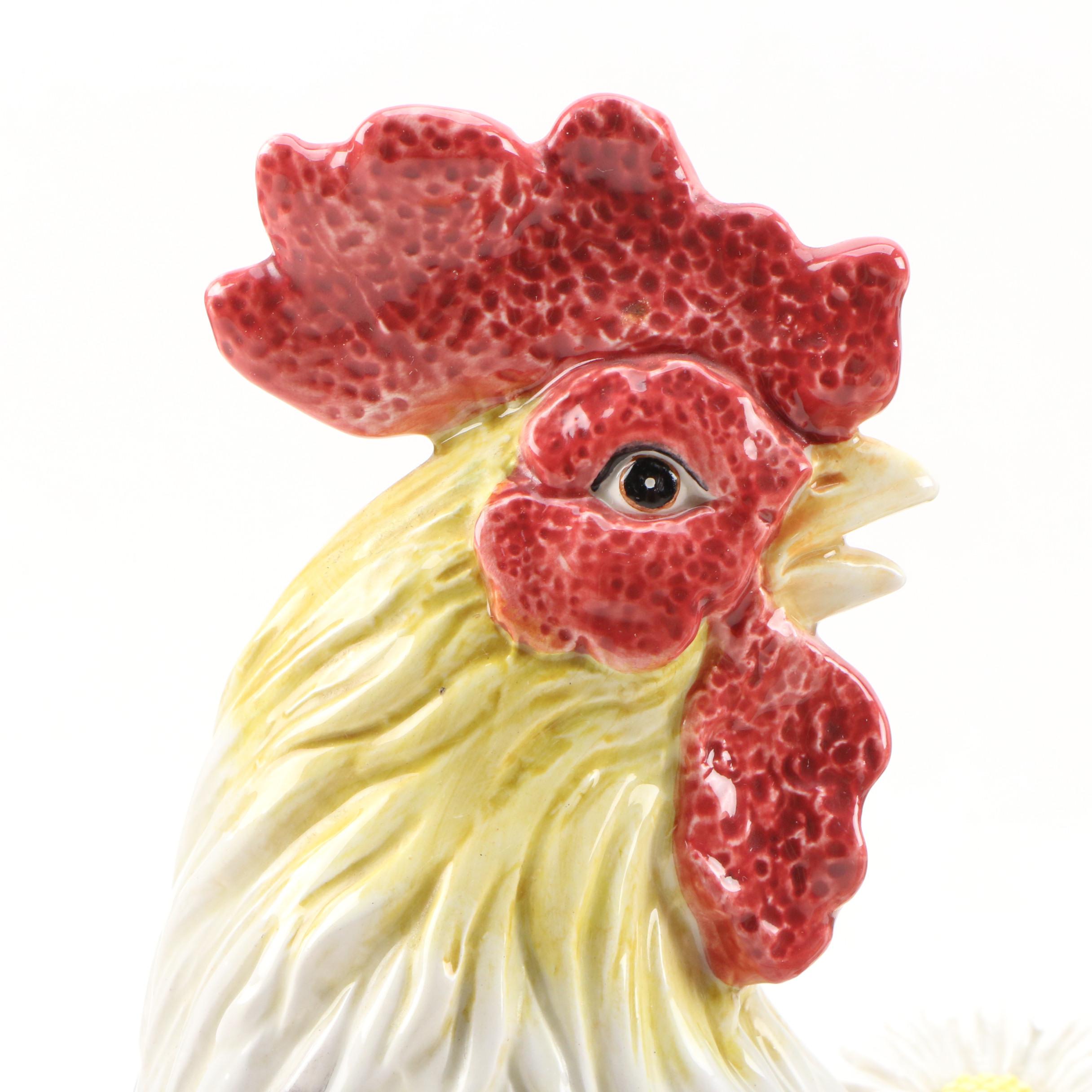 Fitz & Floyd "Countryside" Rooster Cookie Jar and "Coq Du Village" Canister