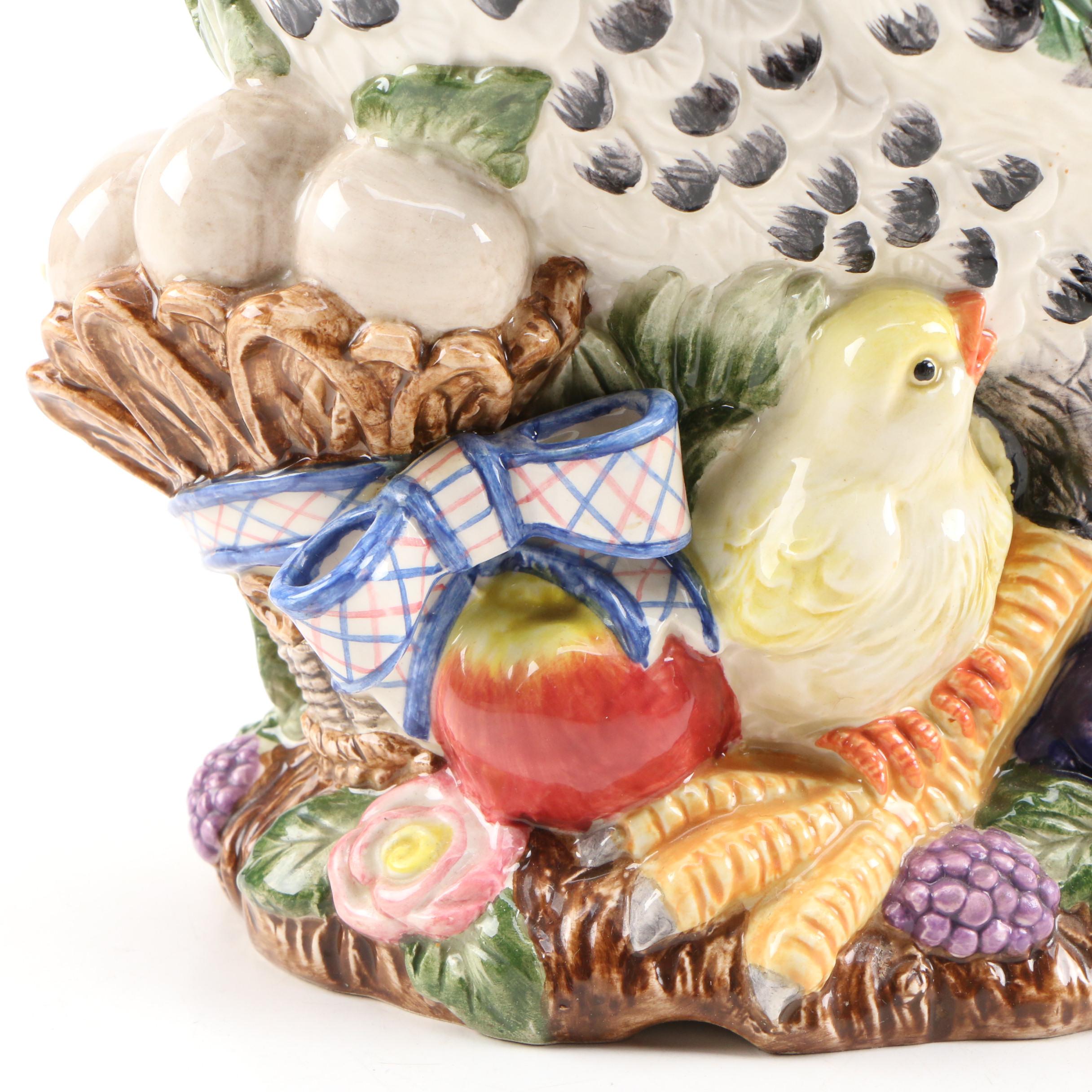 Fitz & Floyd "Countryside" Rooster Cookie Jar and "Coq Du Village" Canister