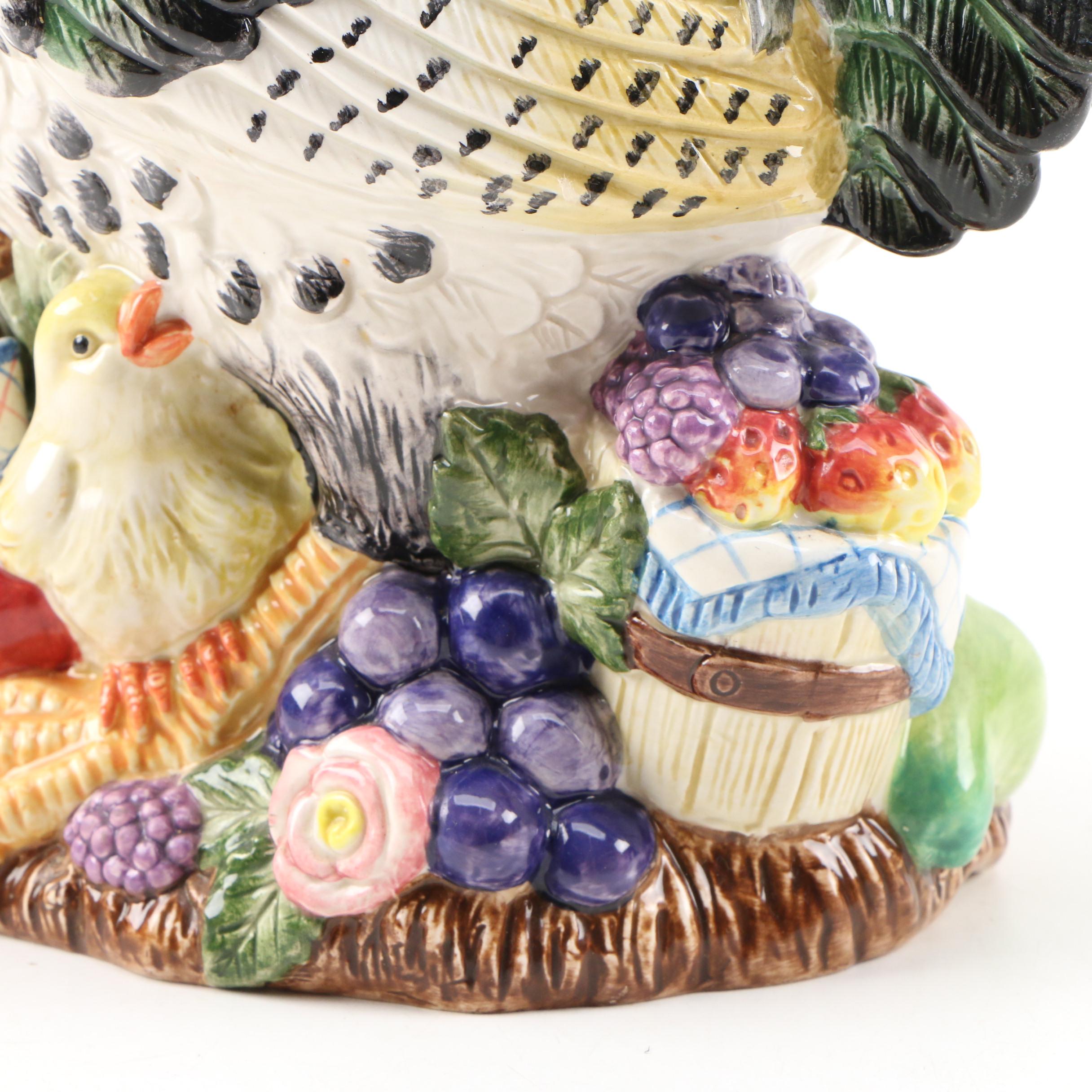 Fitz & Floyd "Countryside" Rooster Cookie Jar and "Coq Du Village" Canister