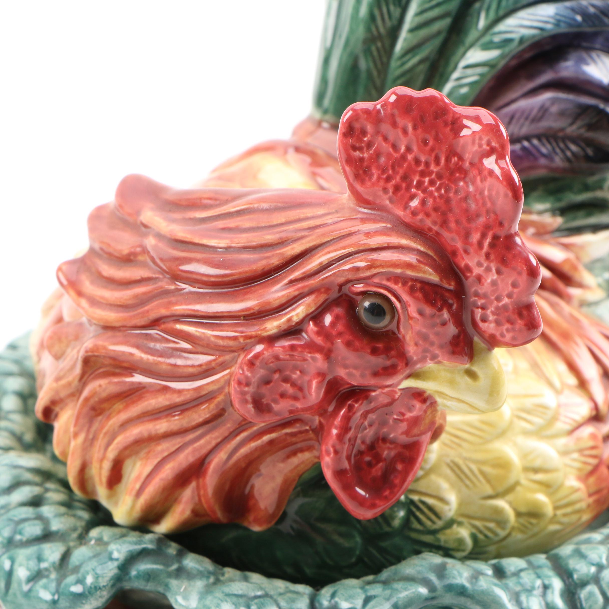 Fitz & Floyd "Countryside" Rooster Cookie Jar and "Coq Du Village" Canister