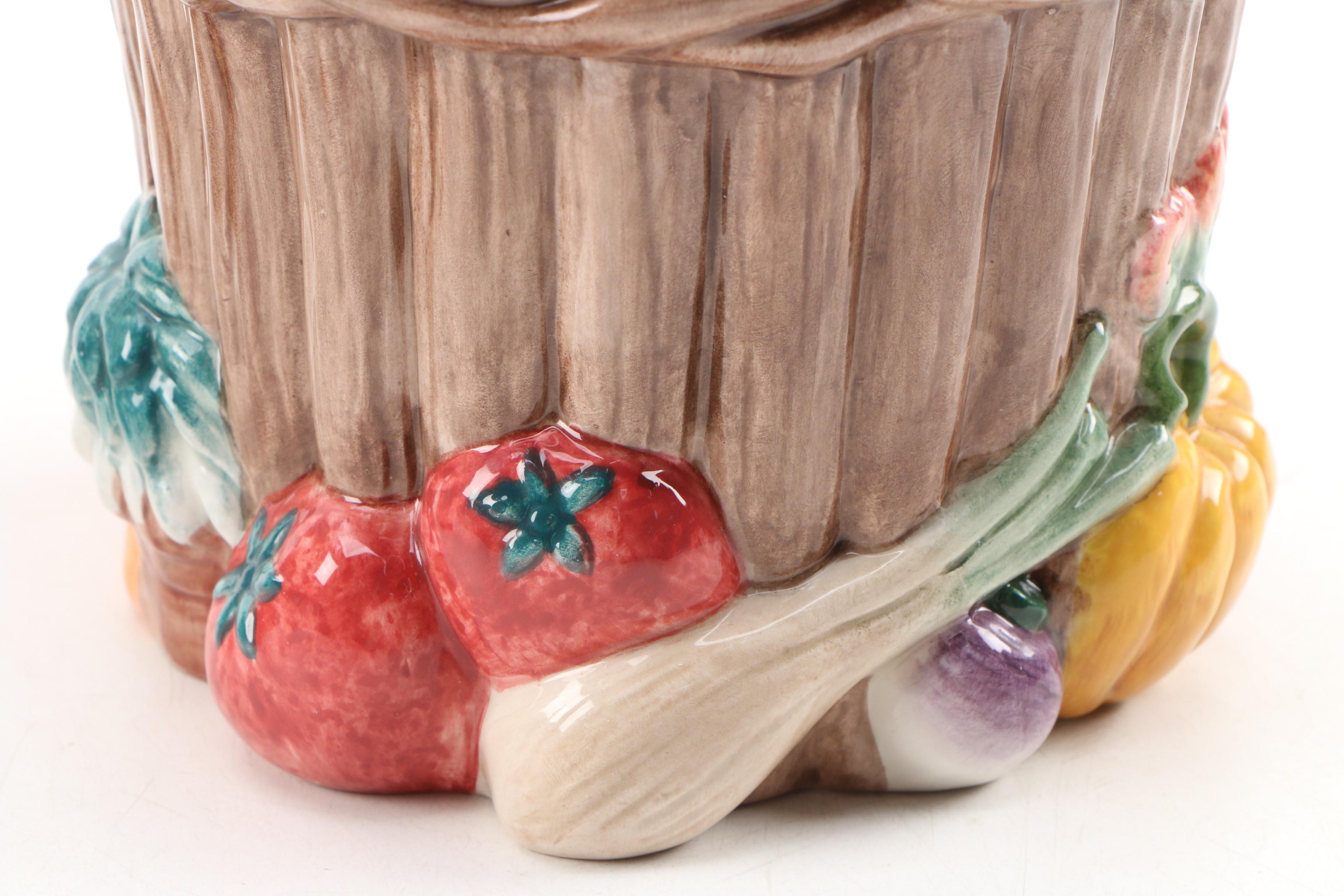 Fitz & Floyd "Countryside" Rooster Cookie Jar and "Coq Du Village" Canister