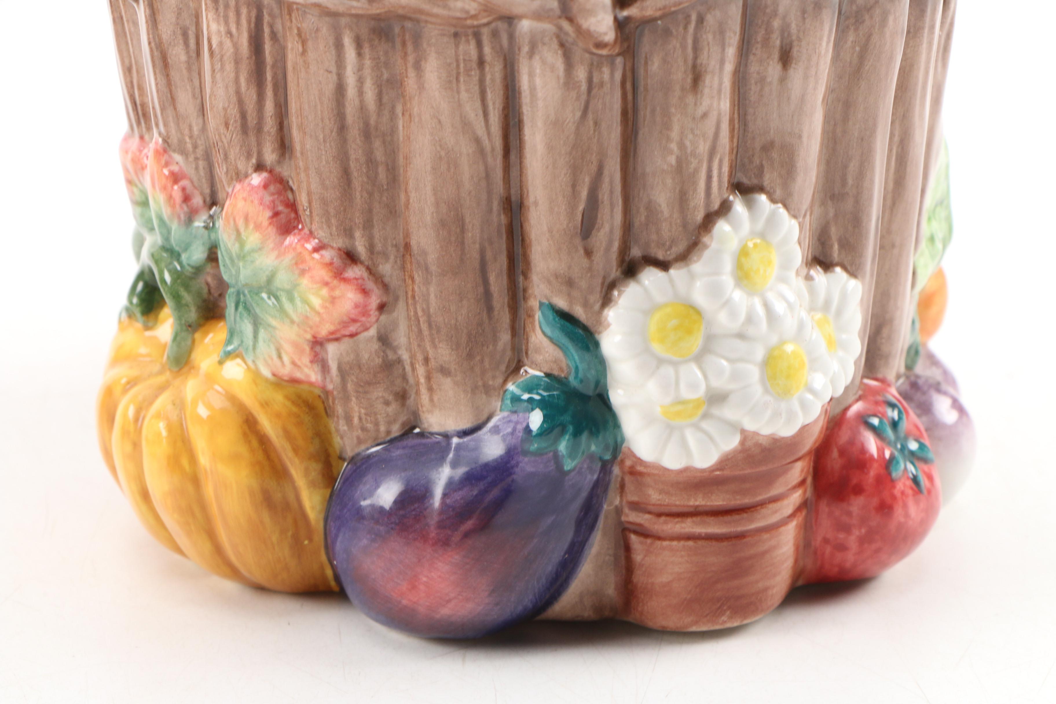 Fitz & Floyd "Countryside" Rooster Cookie Jar and "Coq Du Village" Canister