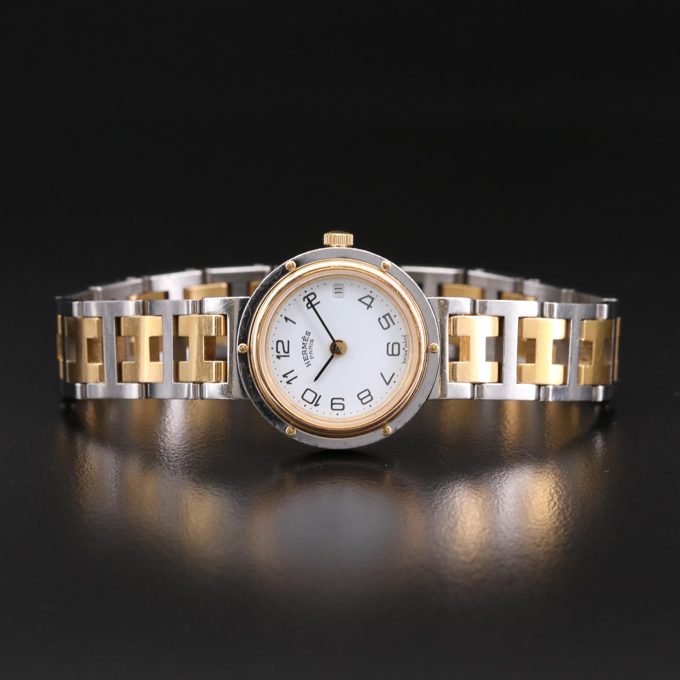Hermès Clipper Two Tone Stainless Steel Quartz Watch