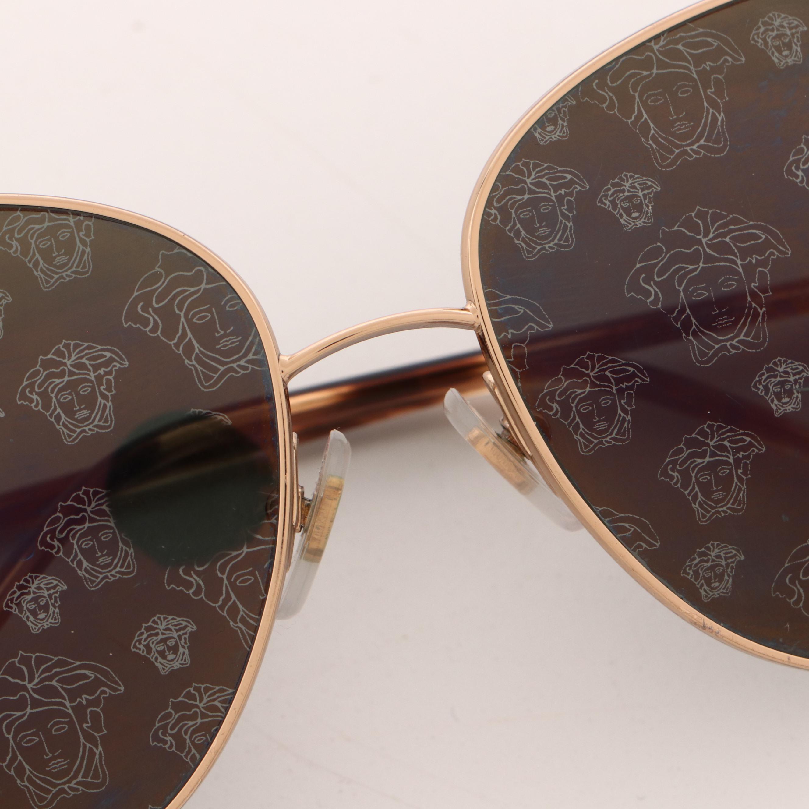 Versace 2124 Mirrored Medusa Lens Aviator Sunglasses