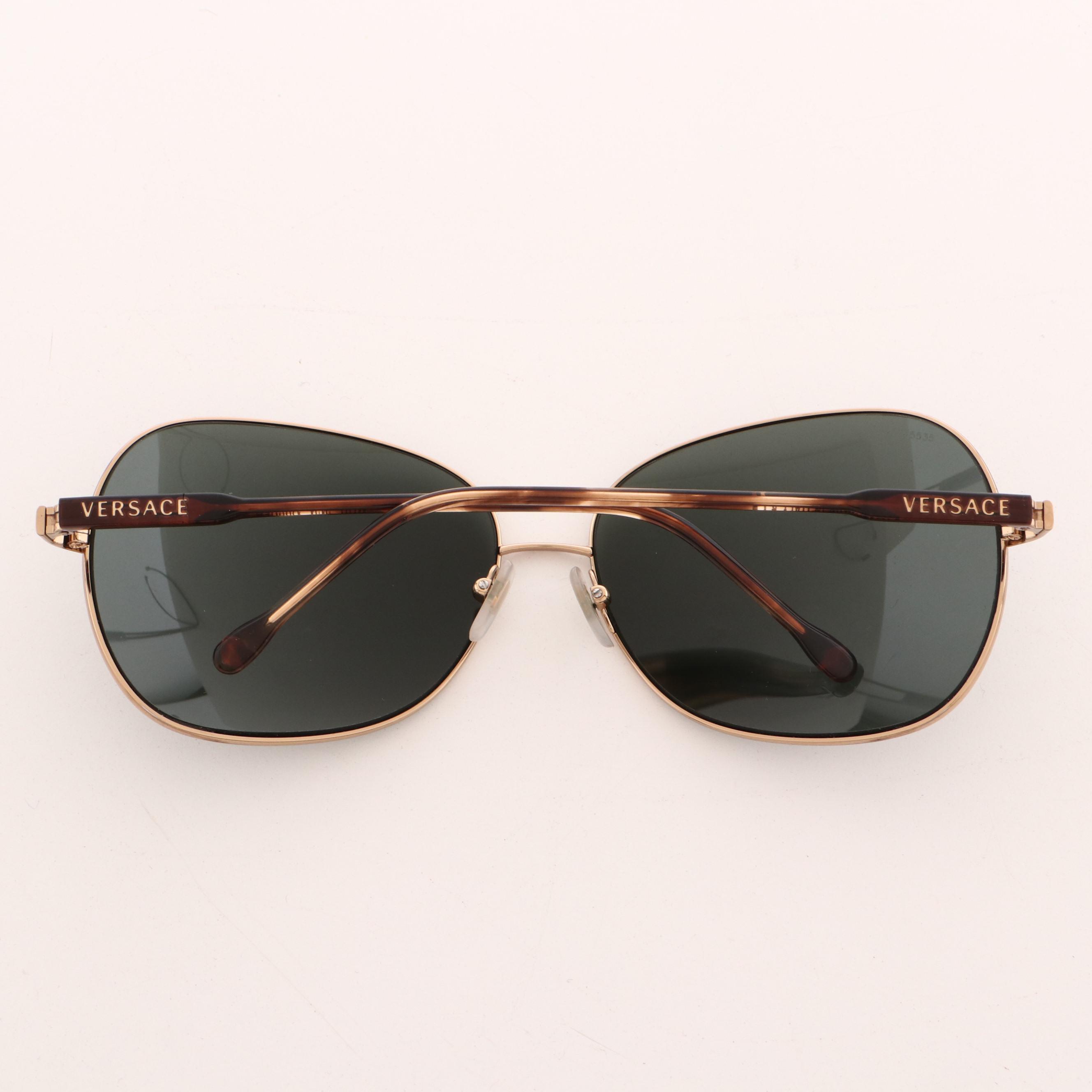 Versace 2124 Mirrored Medusa Lens Aviator Sunglasses