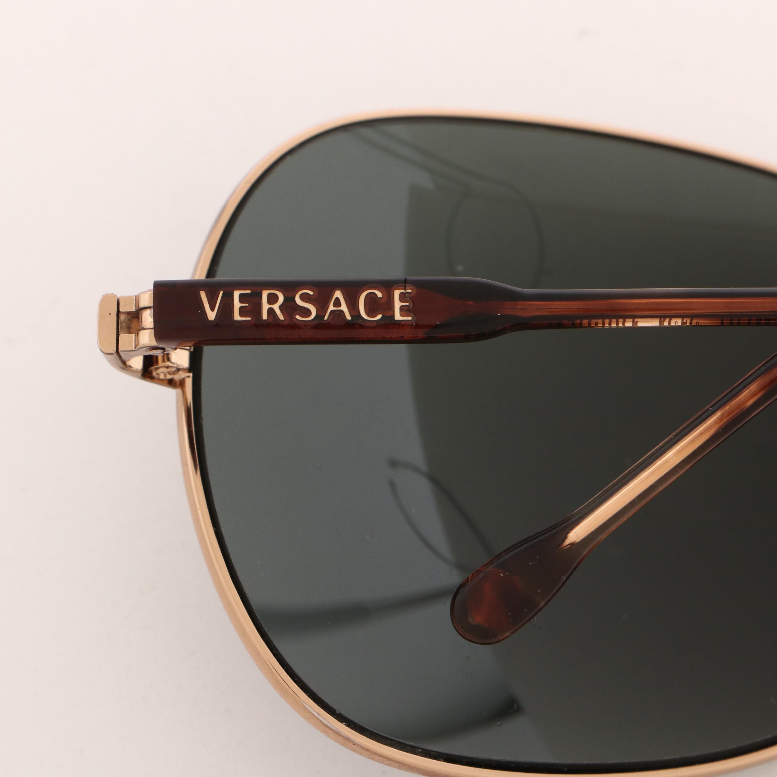 Versace 2124 Mirrored Medusa Lens Aviator Sunglasses