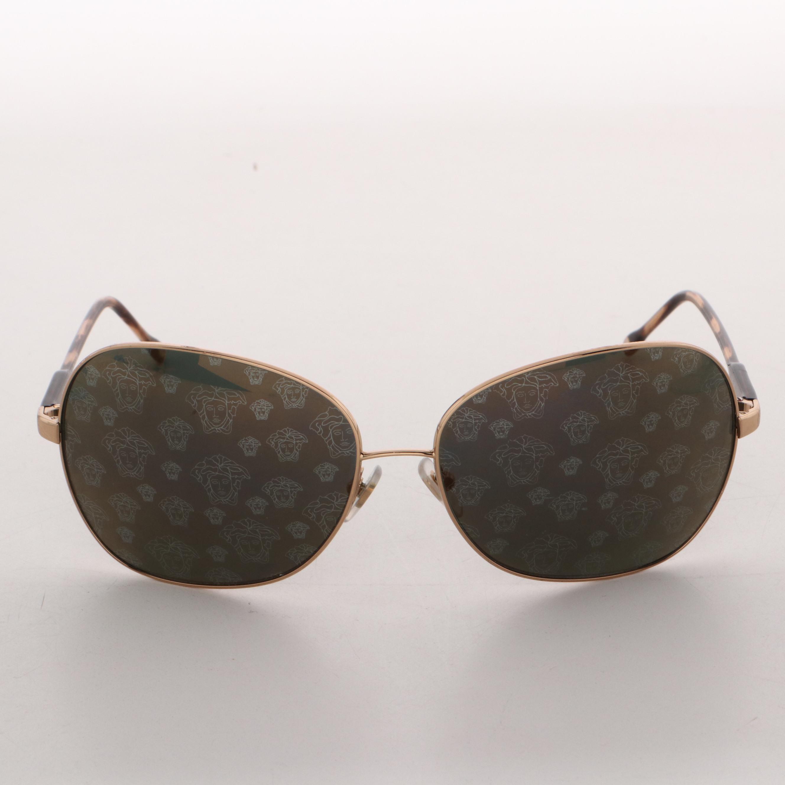 Versace 2124 Mirrored Medusa Lens Aviator Sunglasses