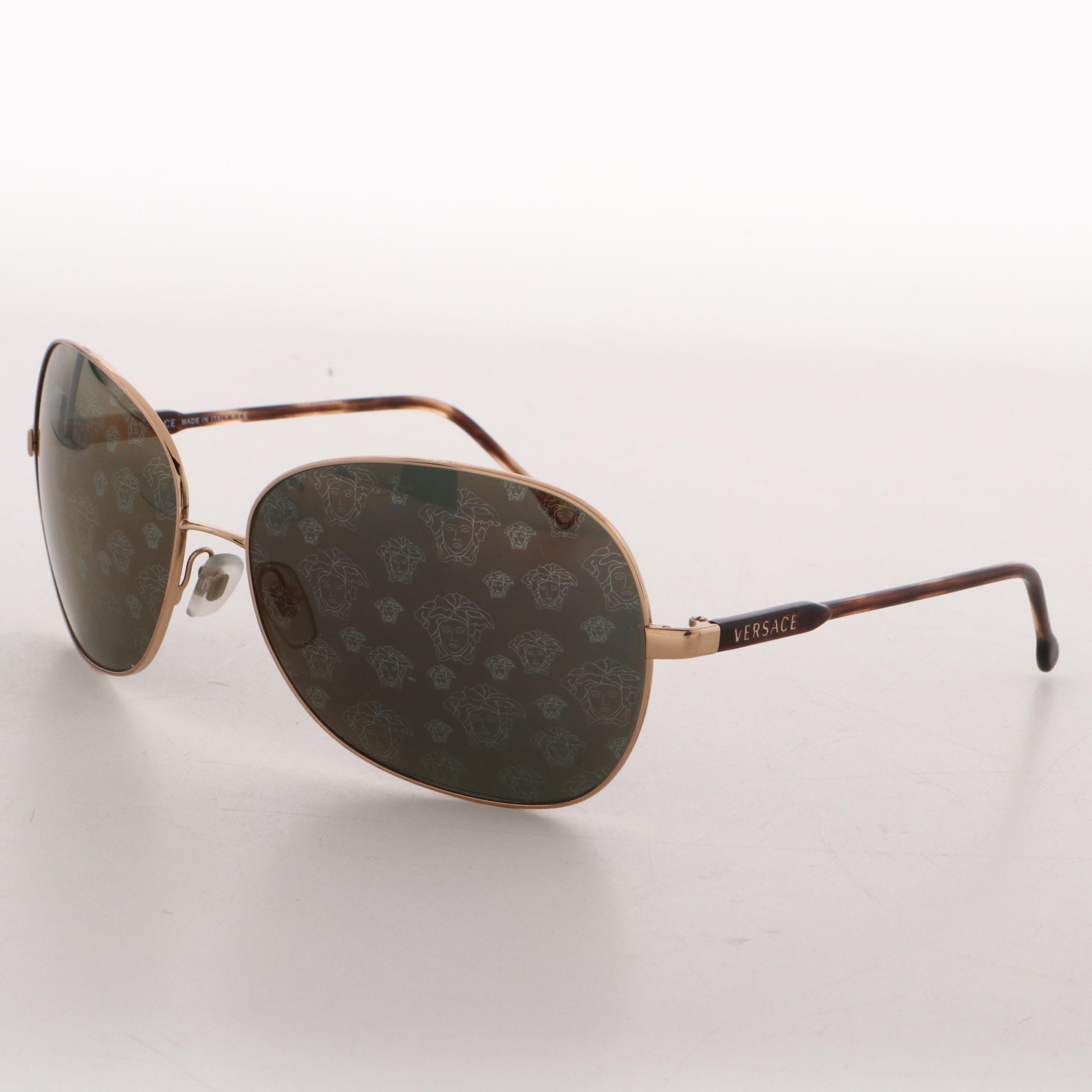 Versace 2124 Mirrored Medusa Lens Aviator Sunglasses