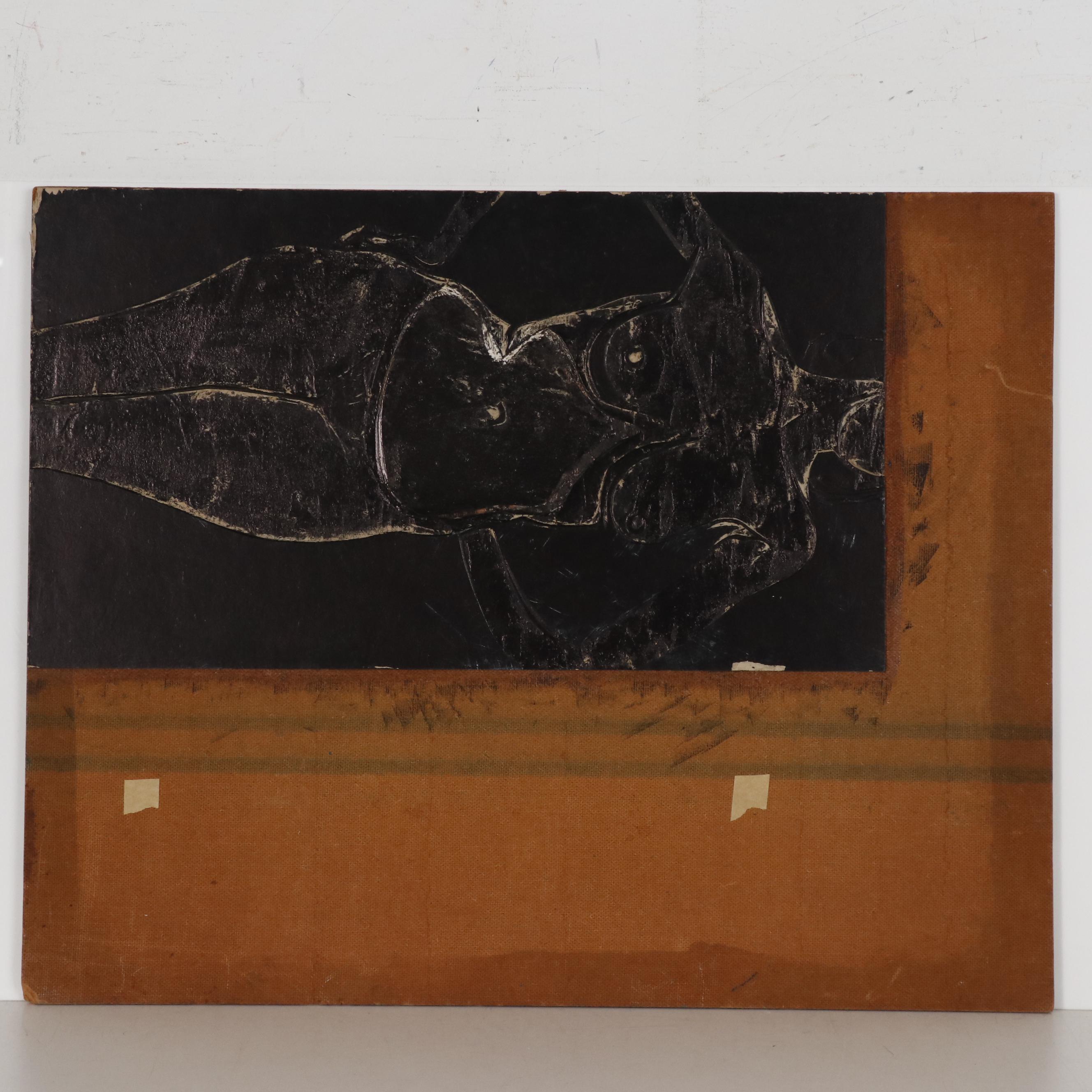 Leonard Maurer Abstract Figural Oil Painting, 1958