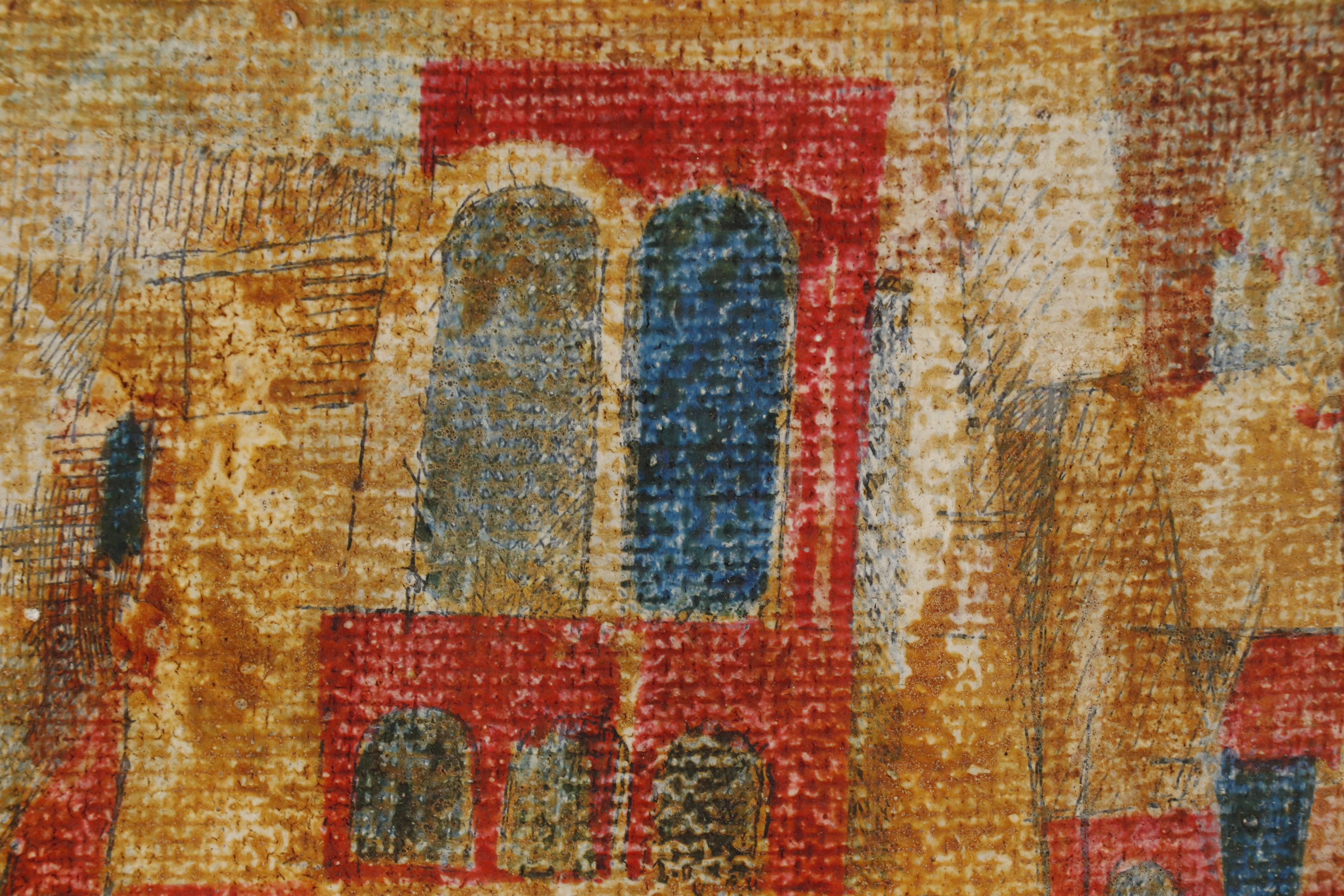 Leonard Maurer Embellished Casein Painting, 1955