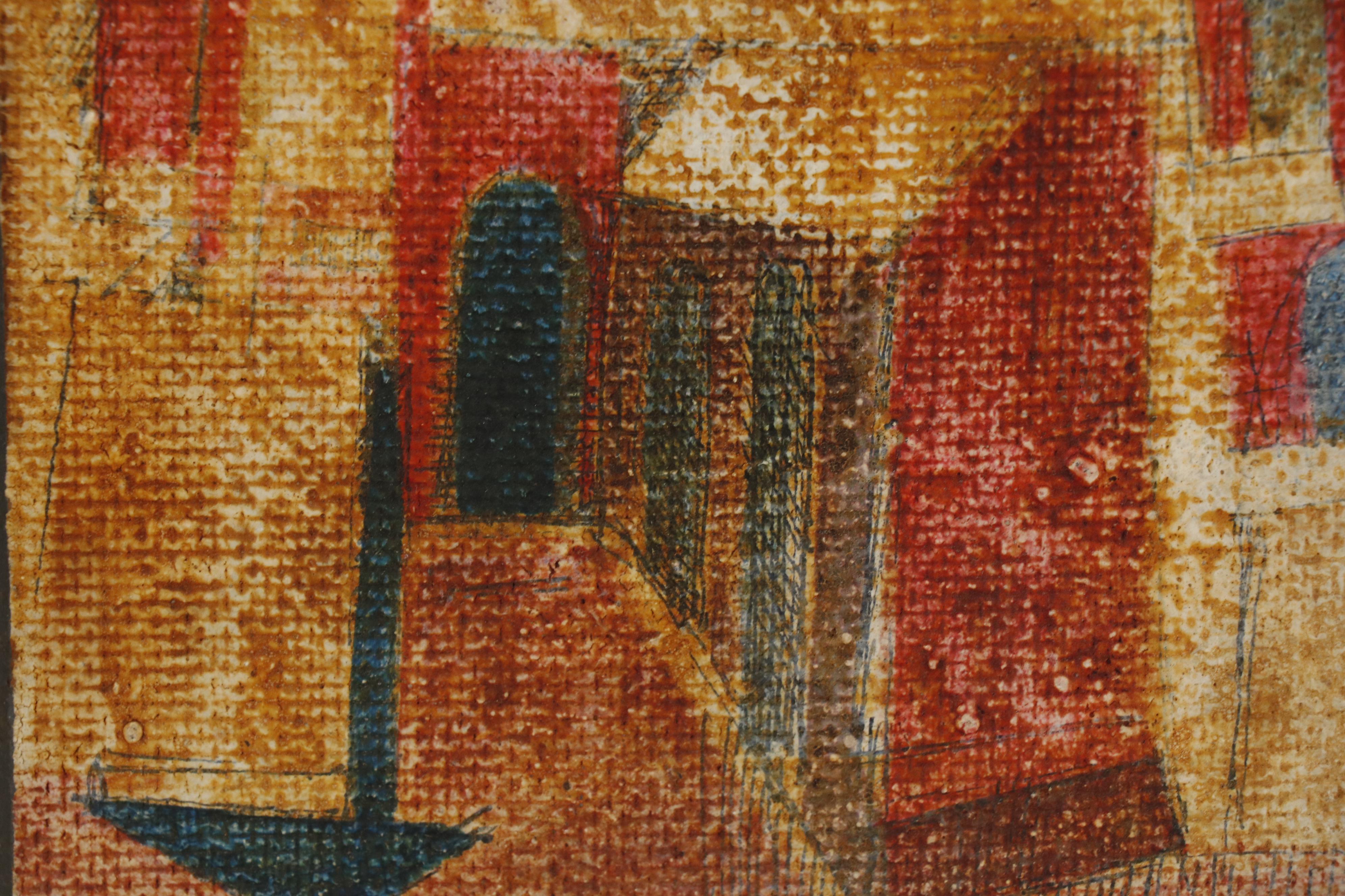 Leonard Maurer Embellished Casein Painting, 1955