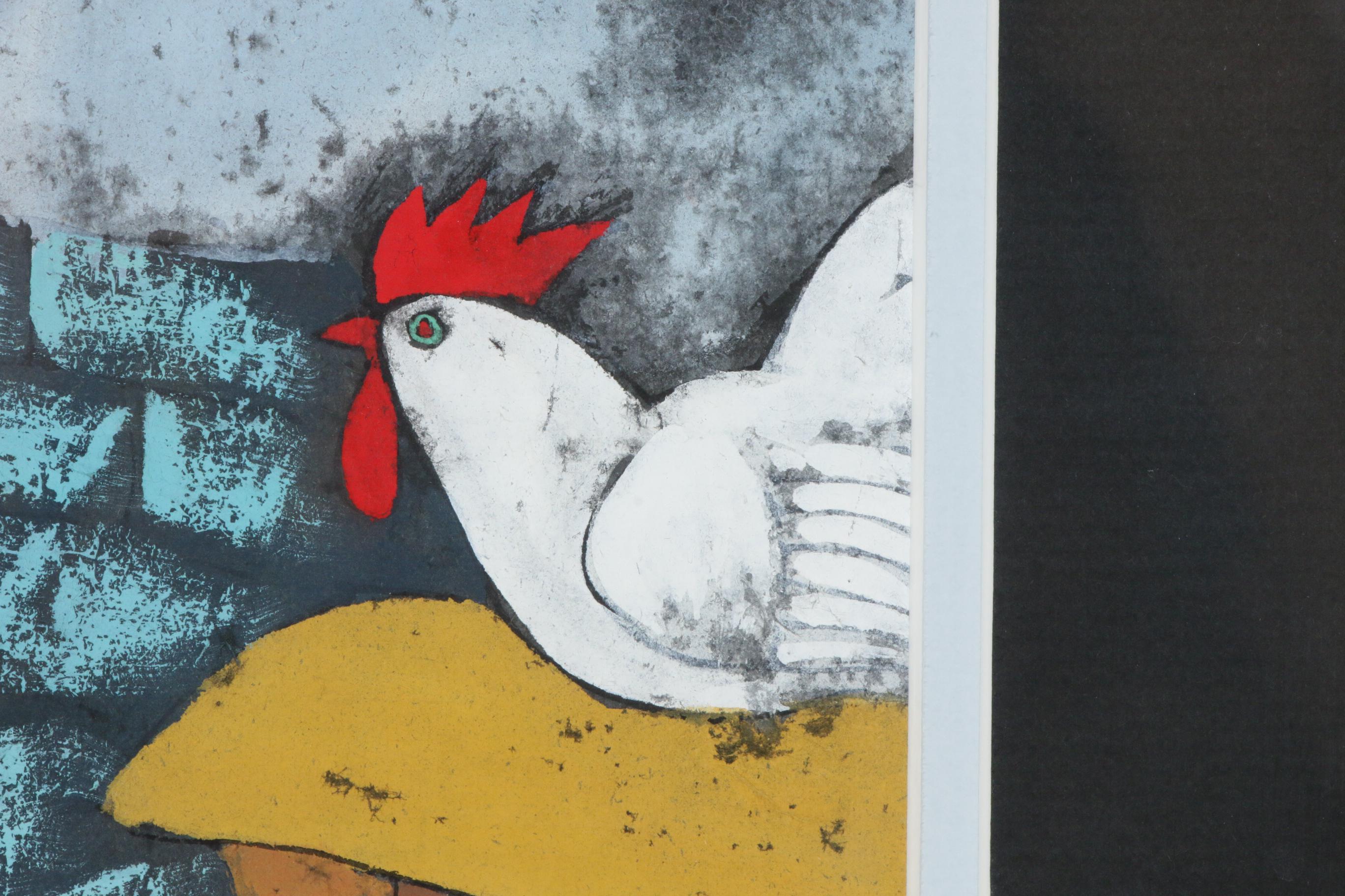 Cheng Ouyang Gouache Painting of Mother and Child