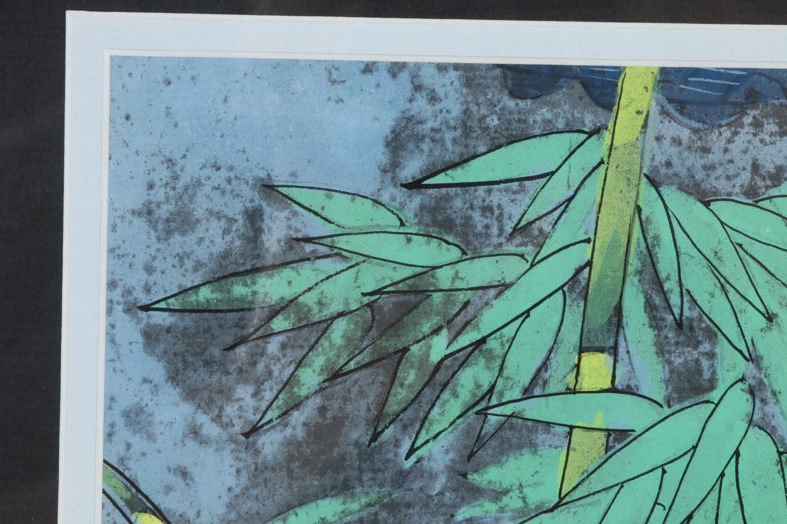 Cheng Ouyang Gouache Painting of Mother and Child