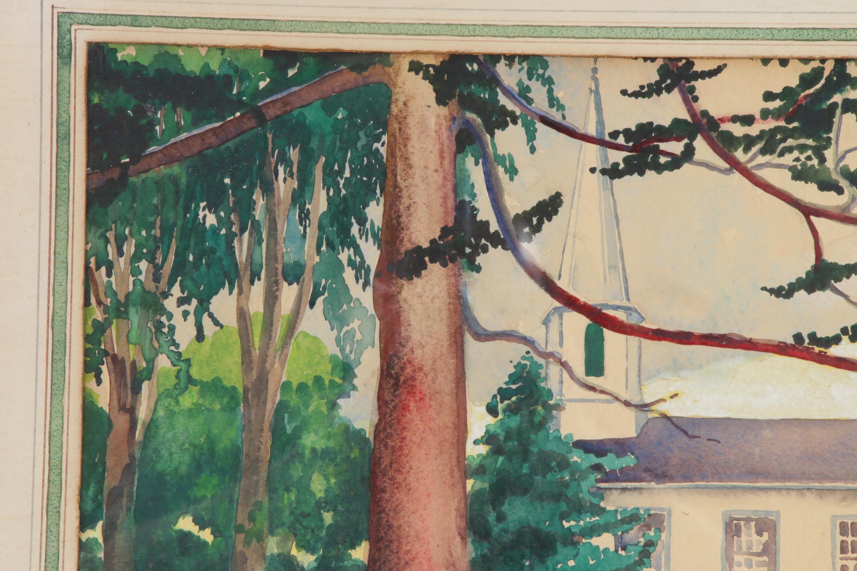 Ralph Fanning Watercolor Painting "Mattituck Presbyterian Church", 20th Century