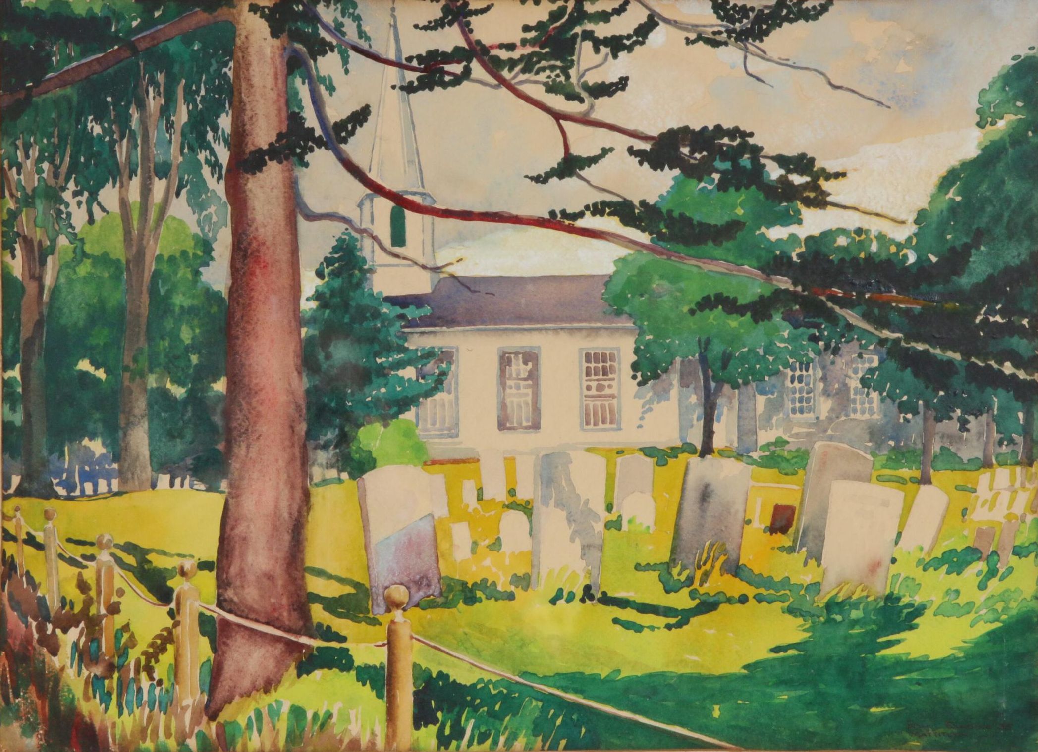 Ralph Fanning Watercolor Painting "Mattituck Presbyterian Church", 20th Century