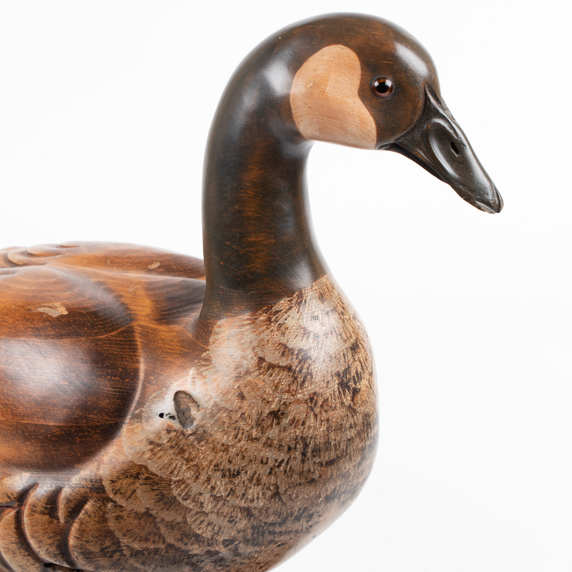 Tom Taber Carved, Painted, and Metal-Mounted Canadian Goose Decoy