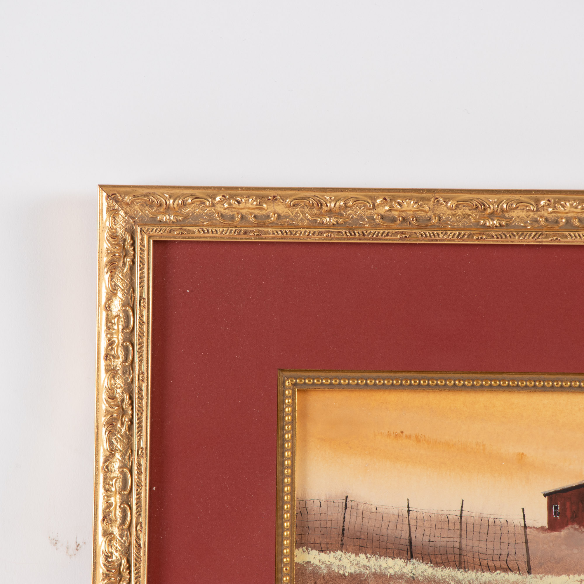 Earnest Williams Watercolor Painting of Rural Barns