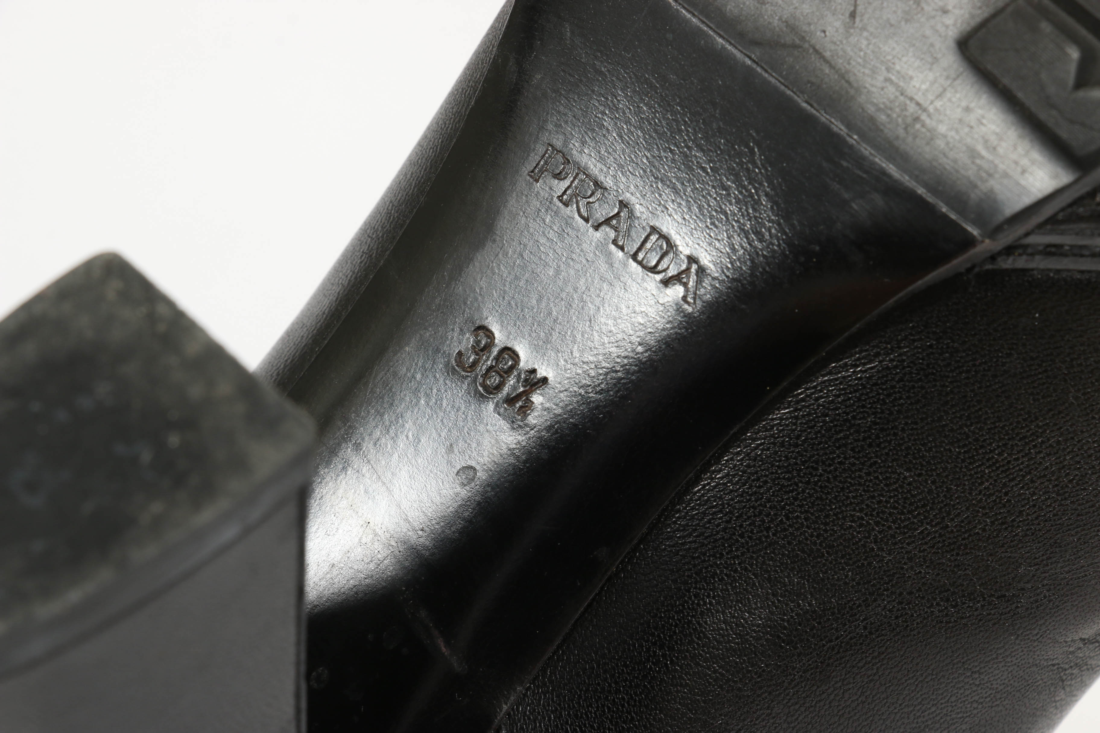 Prada Black Leather Platform Block Heel Boots