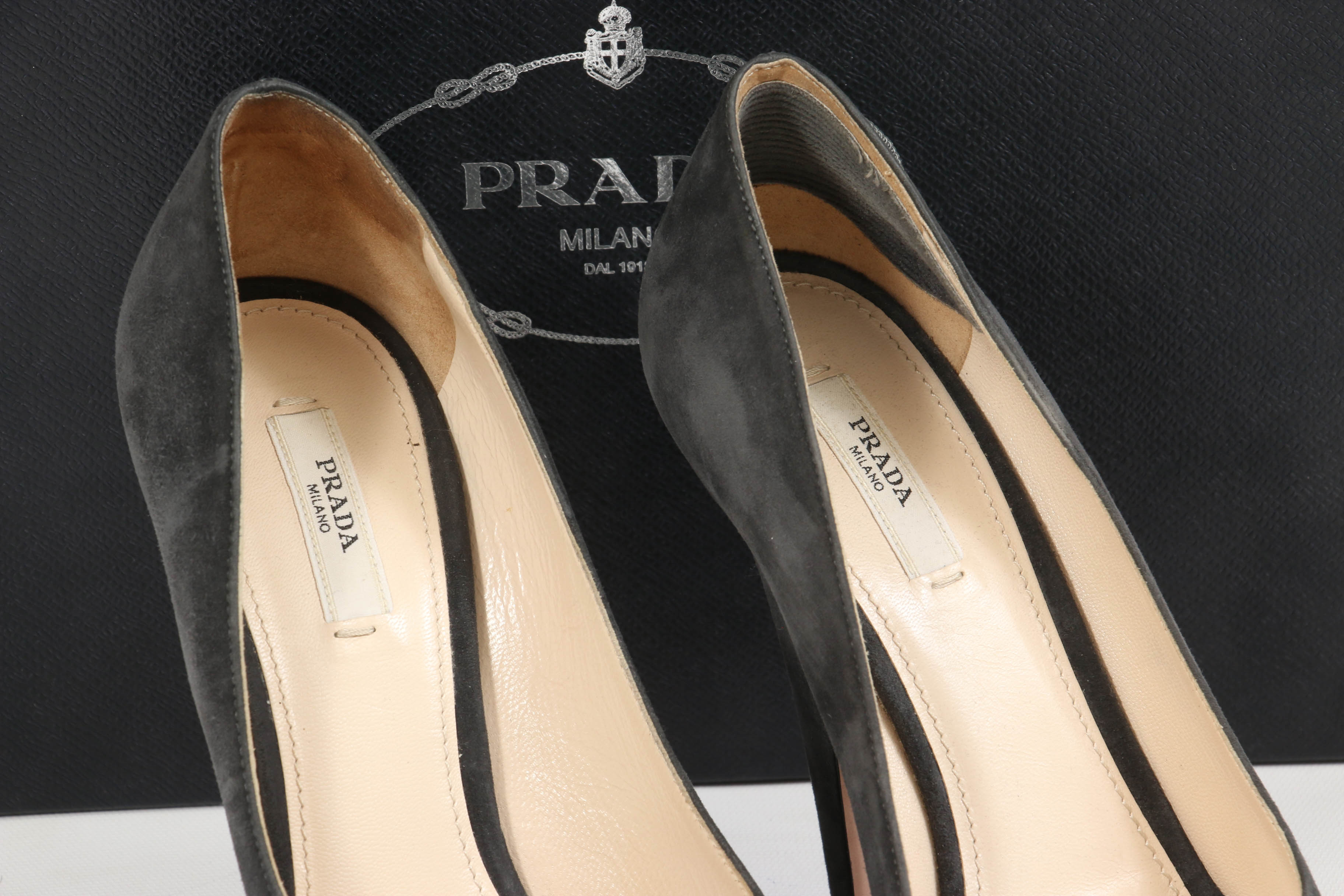 Prada Suede Open Toe Platform High Heel Pumps