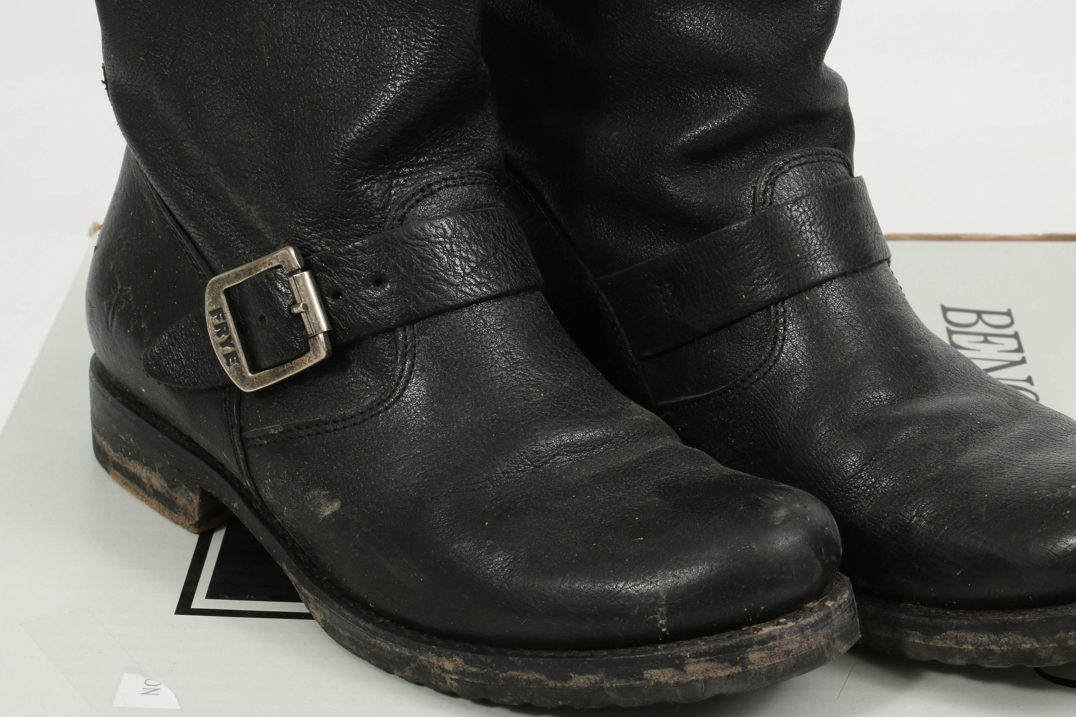 Frye Black Leather Motorcycle Boots