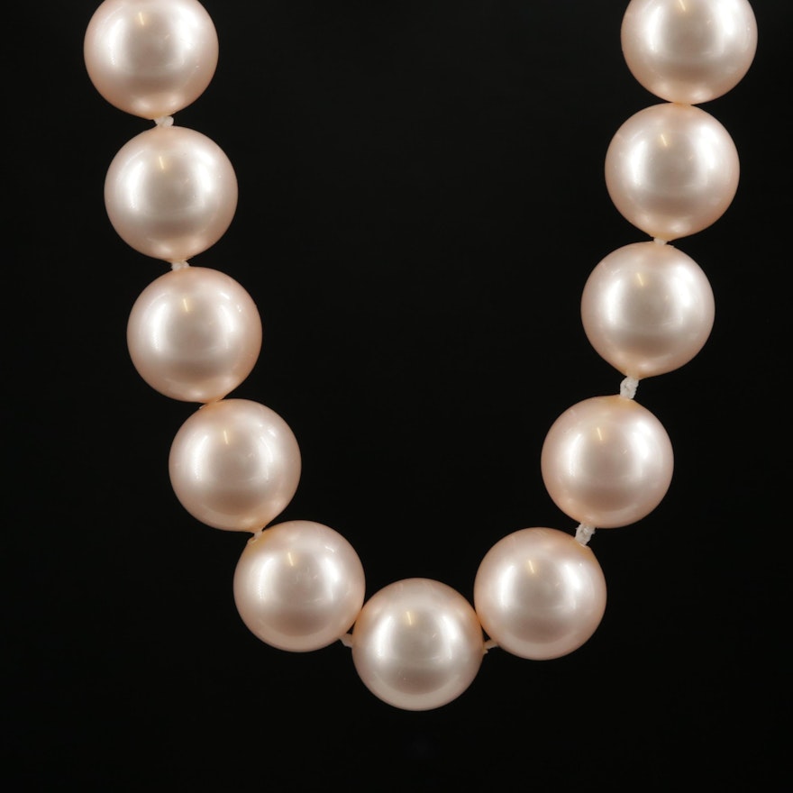 Imitation Pearl Necklace With 14K Clasp