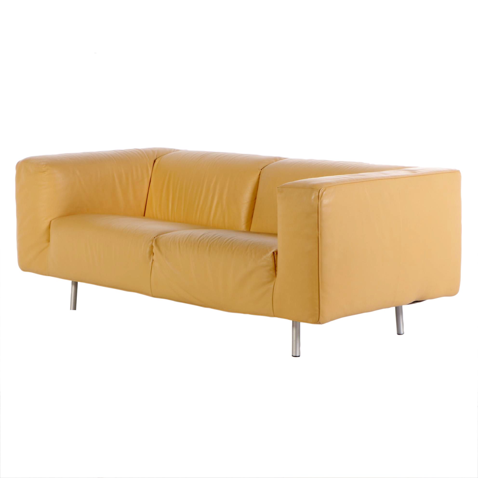 Contemporary Modern Faux Leather Upholstered Love Seat
