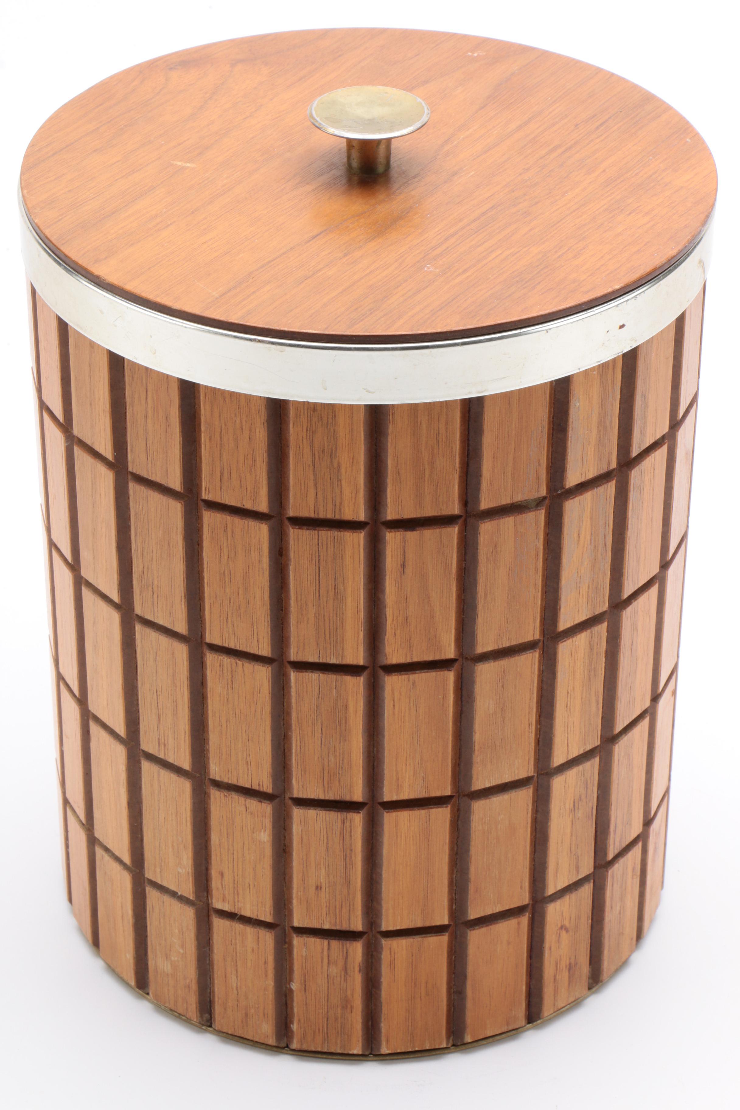 Mid Century Modern Wooden Ice Bucket