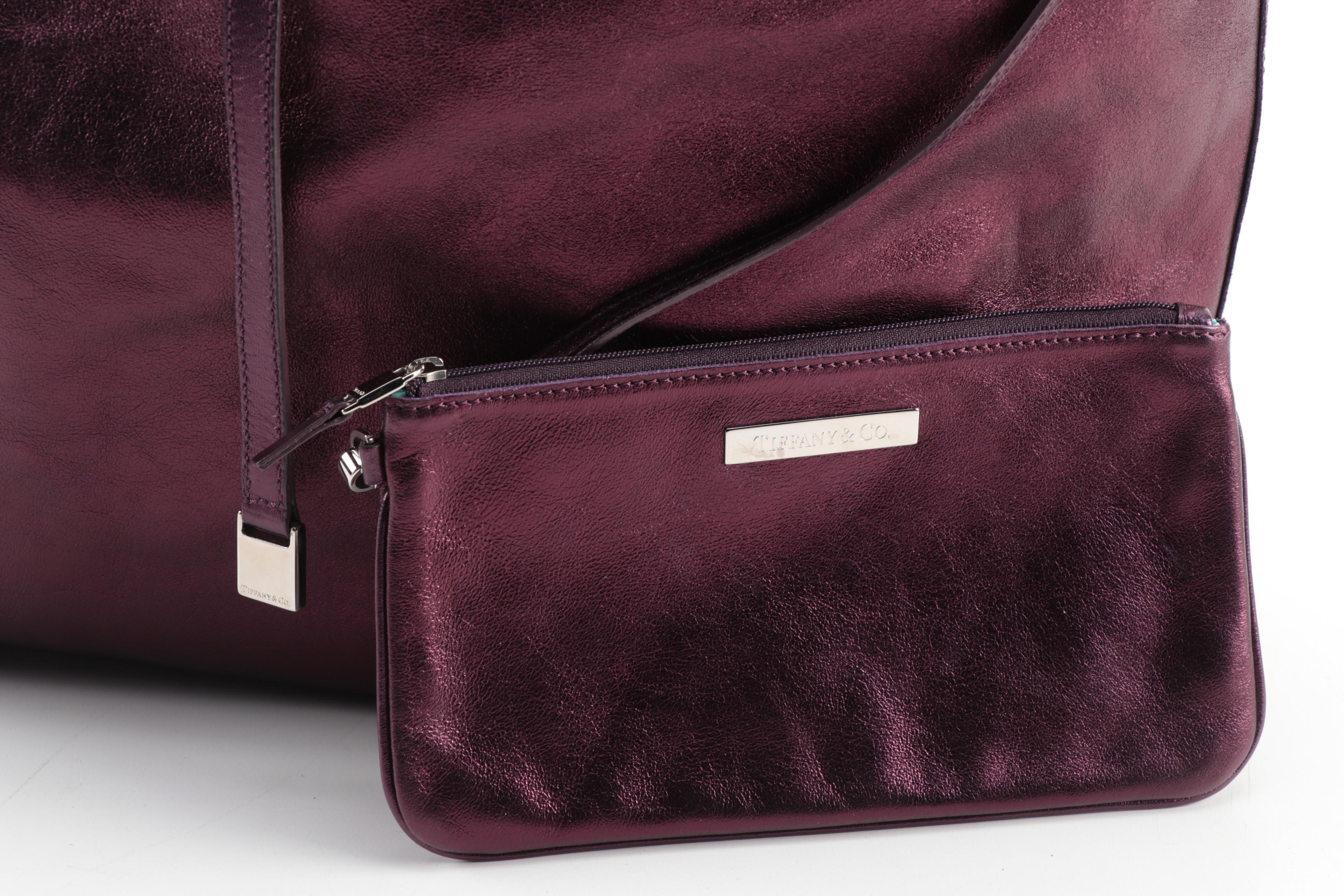 Tiffany & Co. Grand Reversible Tote in Metallic Leather and Suede with Pouch