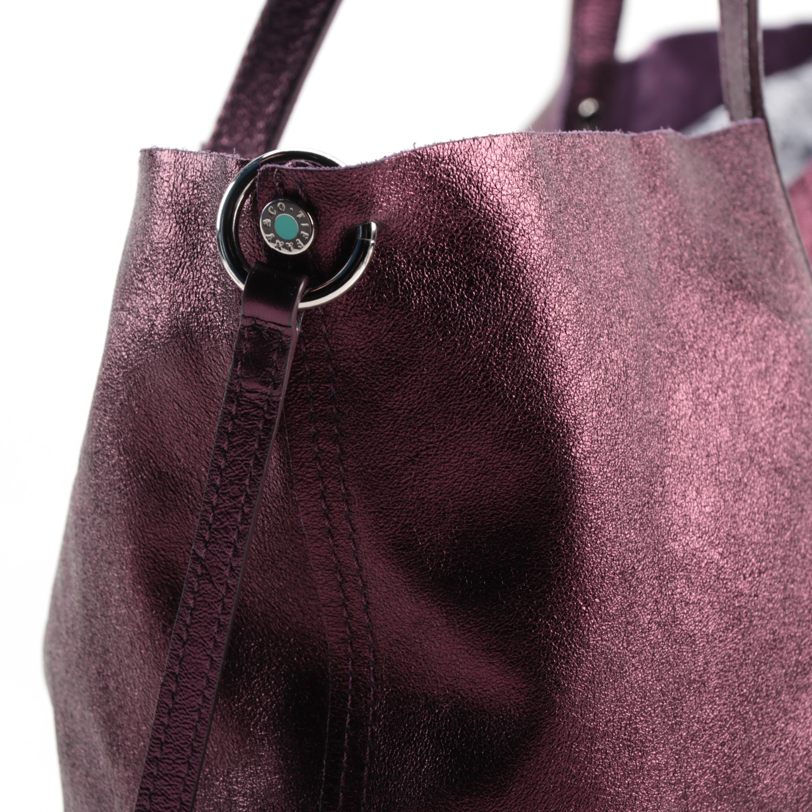 Tiffany & Co. Grand Reversible Tote in Metallic Leather and Suede with Pouch