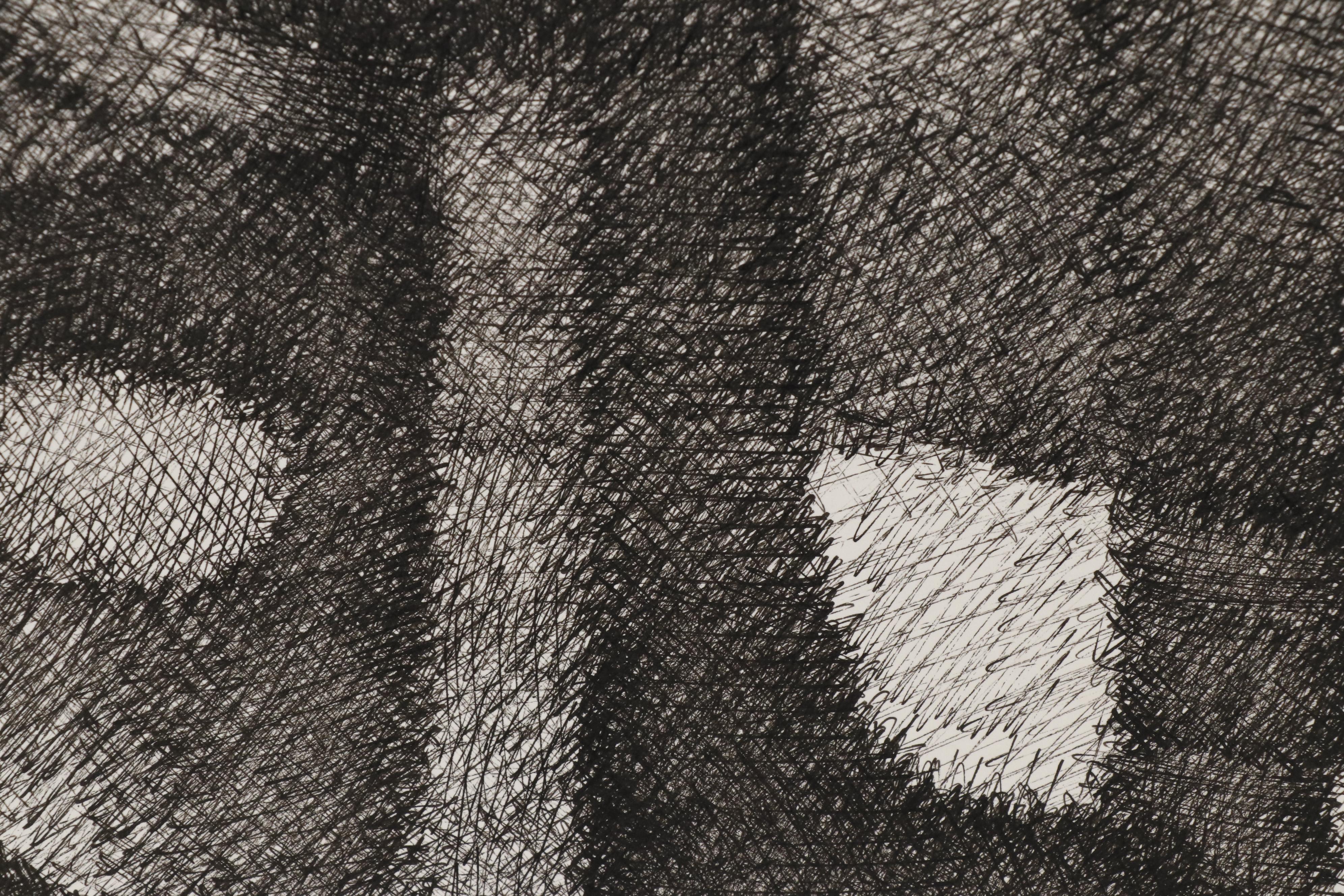 Leonard Maurer Abstract Pen & Ink Drawing, Mid 20th Century