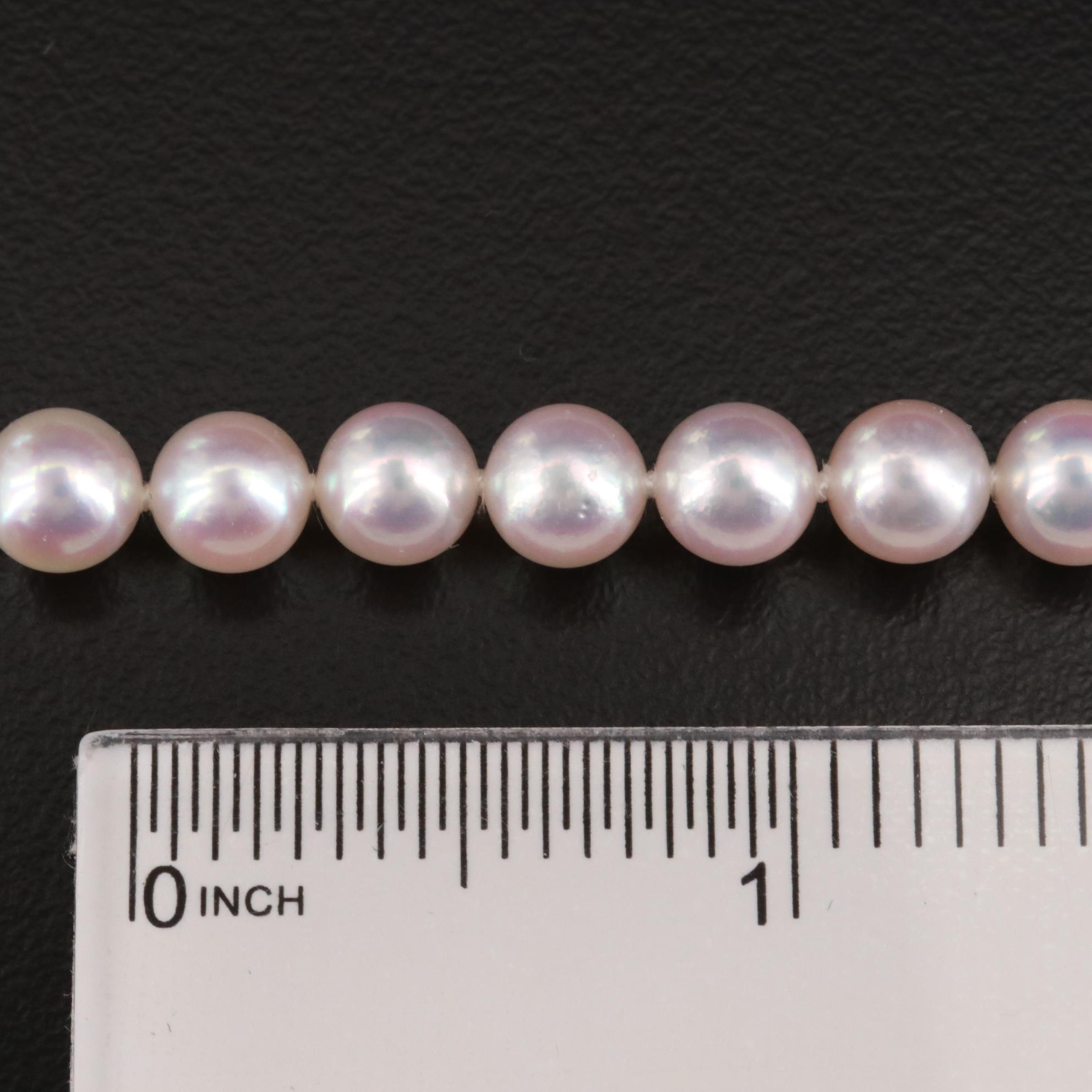 Mikimoto Single Strand Pearl Necklace with 18K Gold Clasp