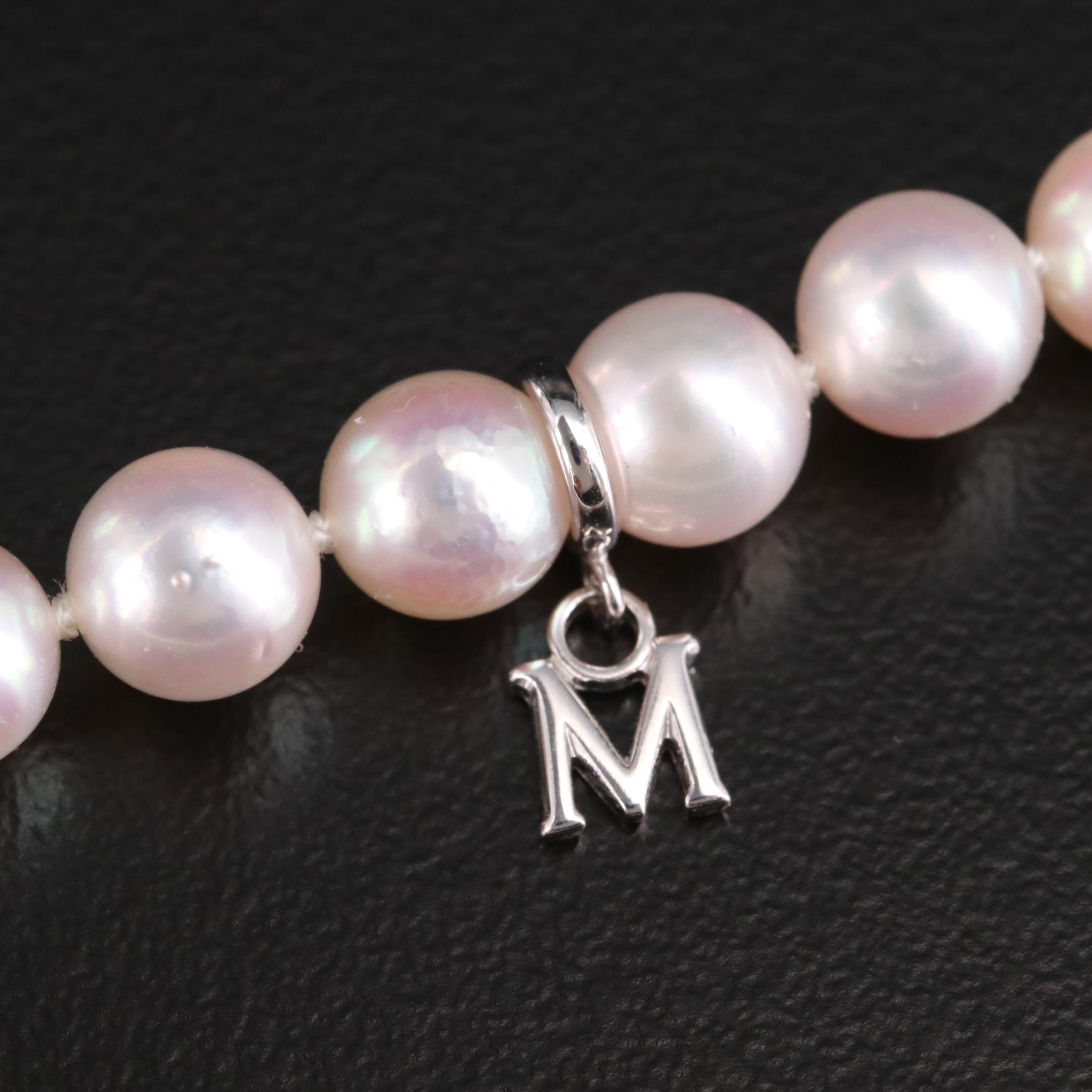 Mikimoto Single Strand Pearl Necklace with 18K Gold Clasp