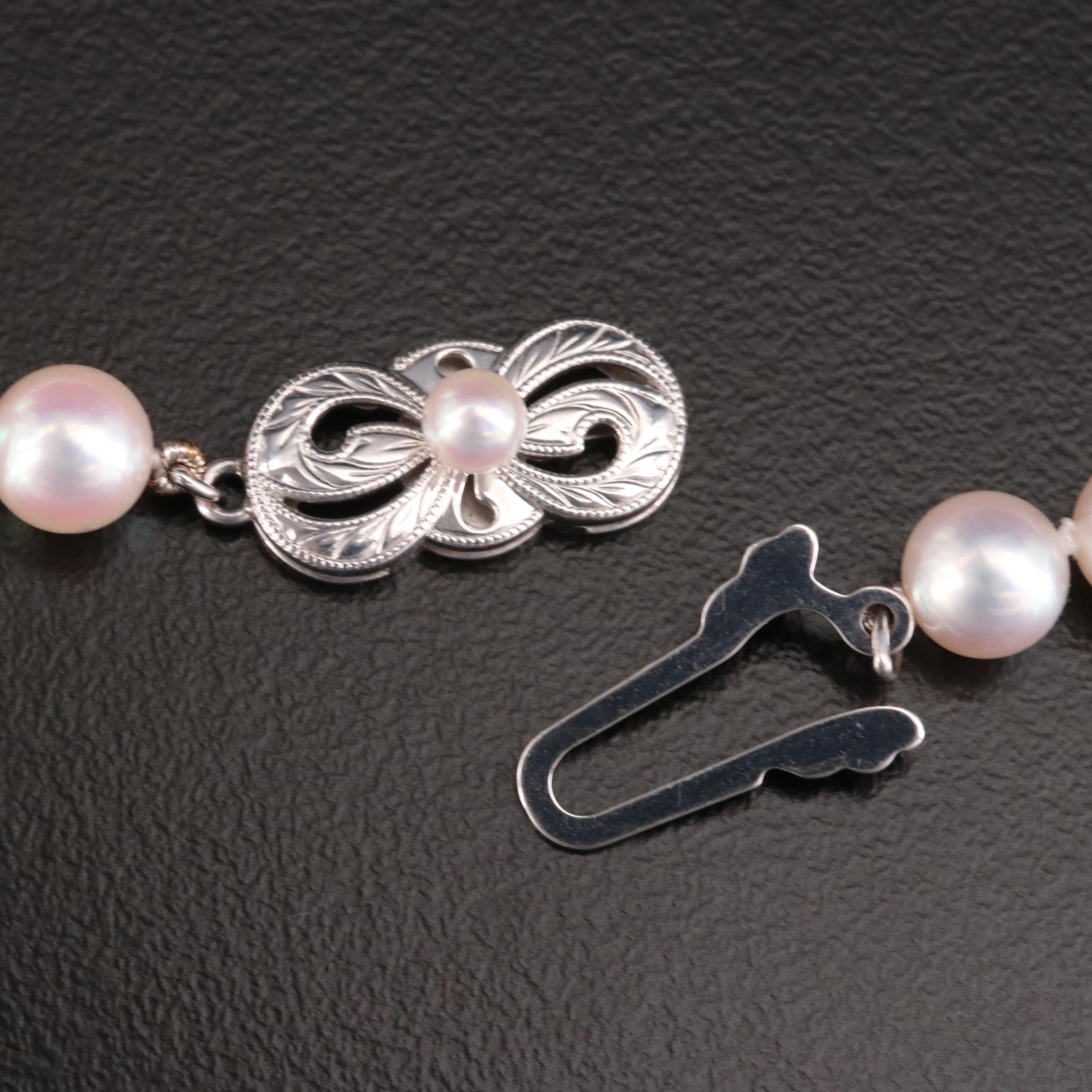 Mikimoto Single Strand Pearl Necklace with 18K Gold Clasp