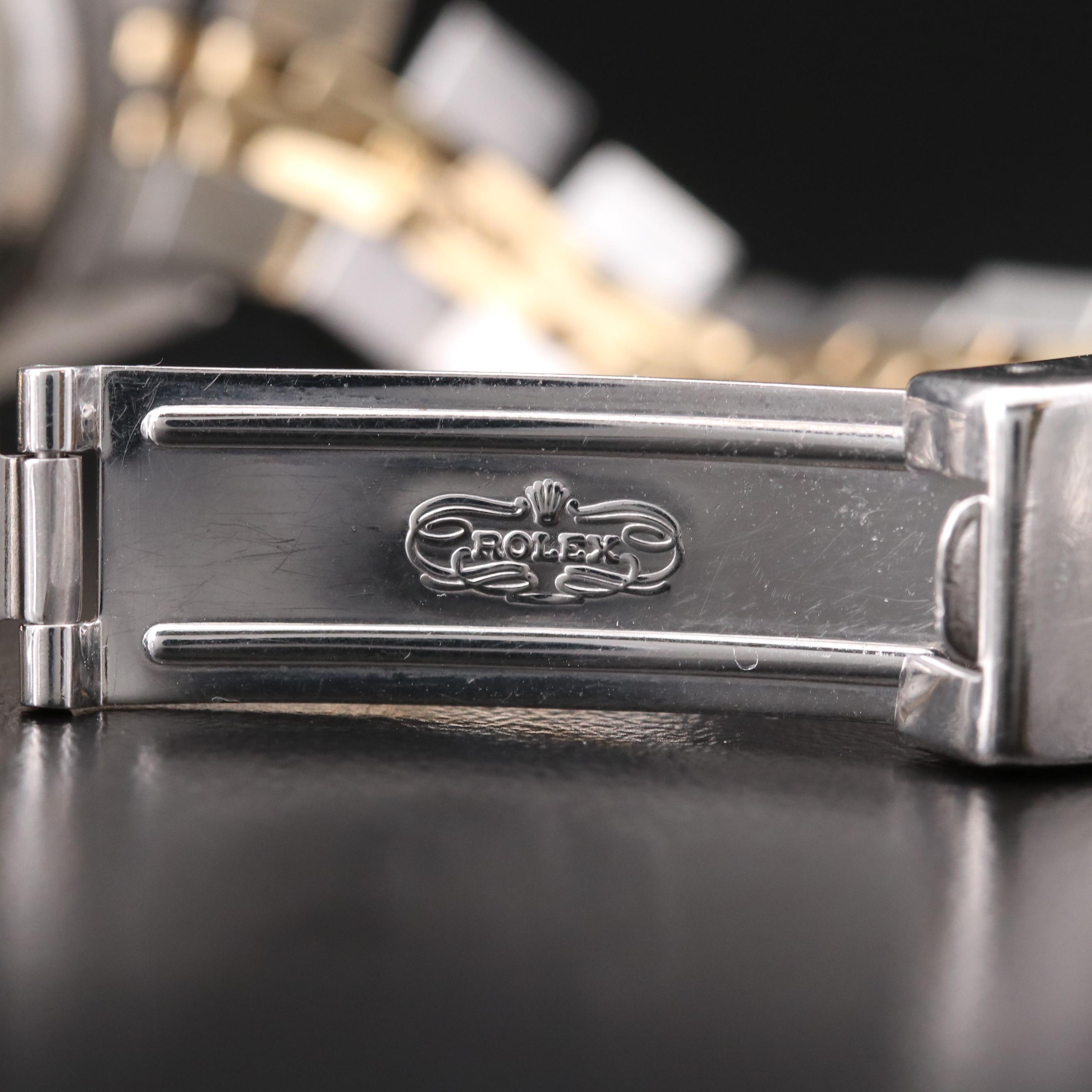 1990 Rolex Datejust Stainless Steel and 18K Gold Diamond Dial Watch