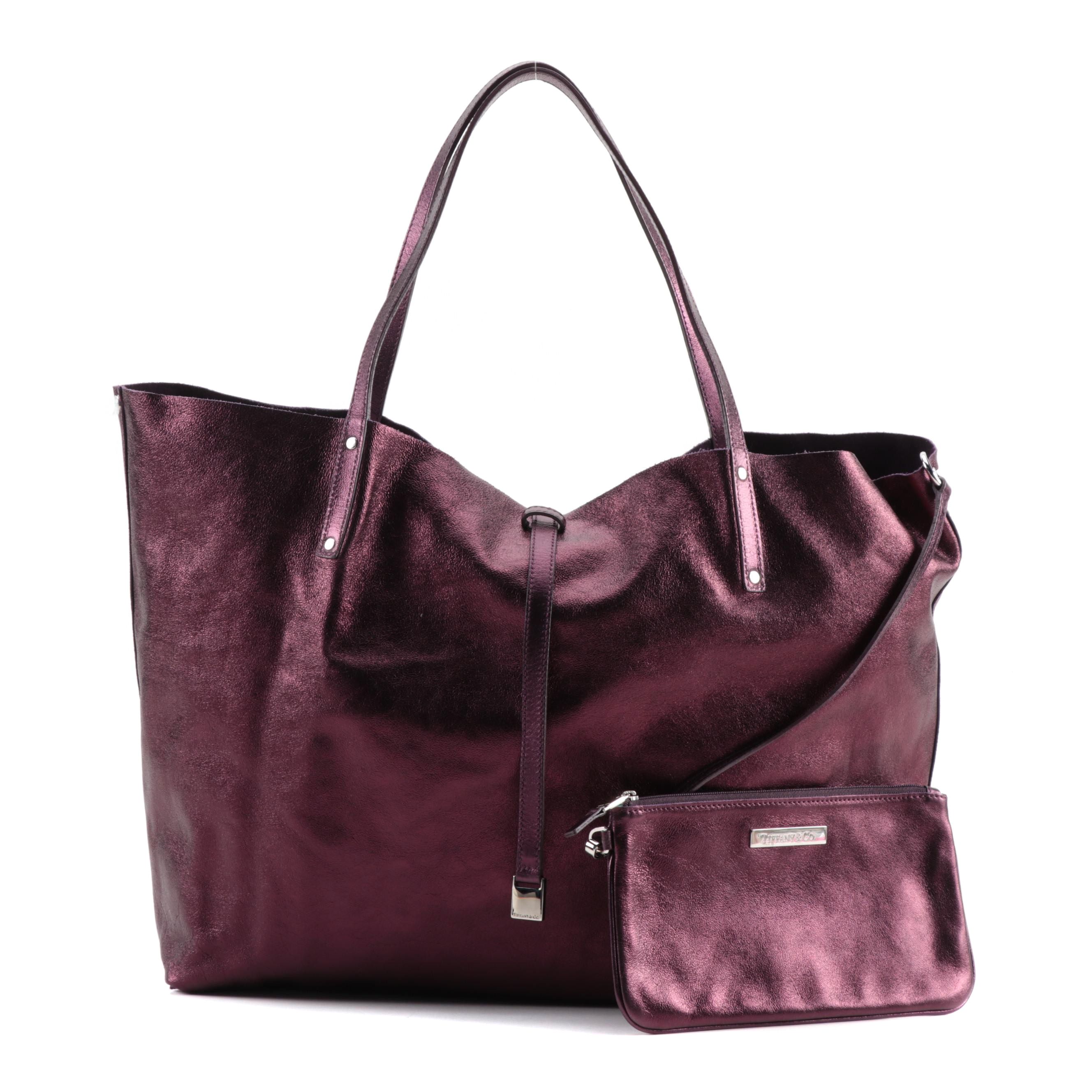Tiffany & Co. Grand Reversible Tote in Metallic Leather and Suede with Pouch