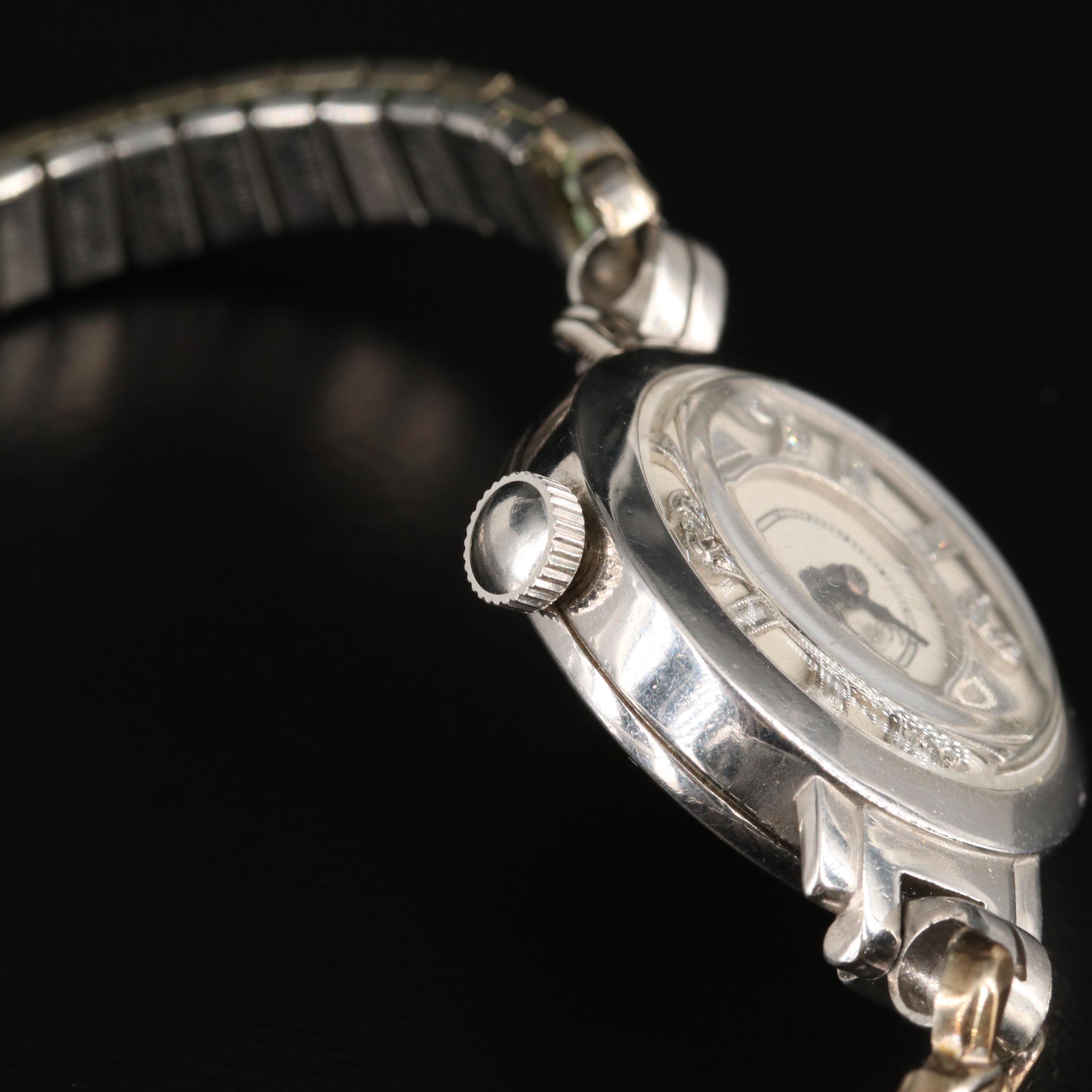 Antique Longines Diamond Dial Platinum Stem Wind Watch, 1910