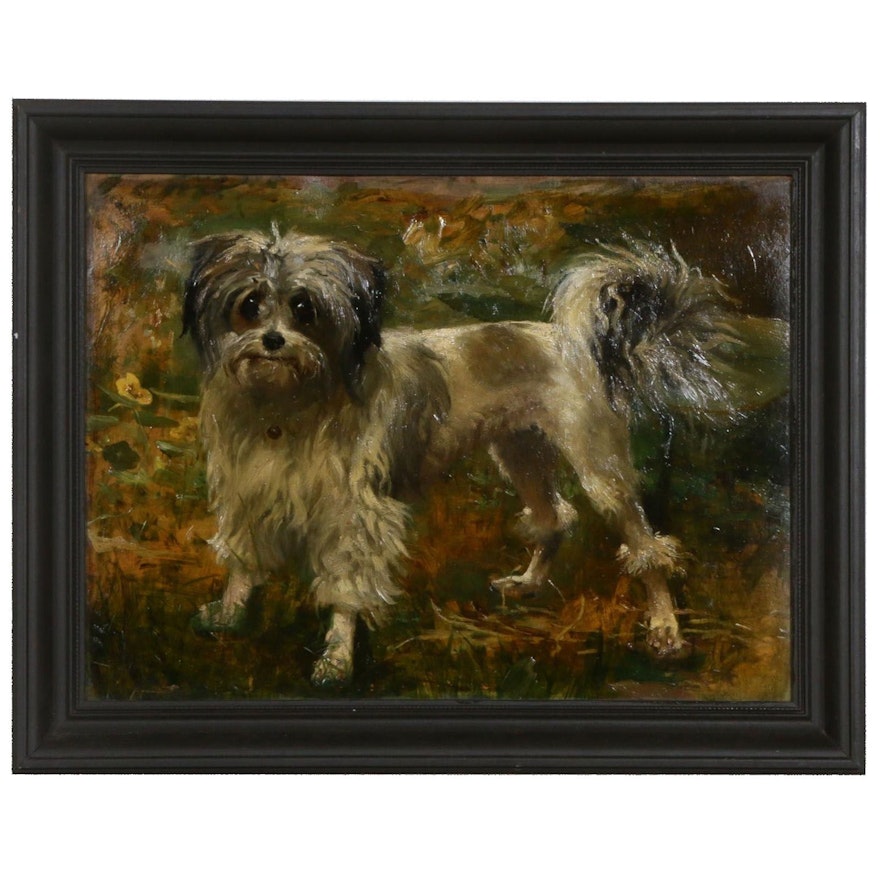 Oil Painting of Small Dog, Mid-Late 20th Century