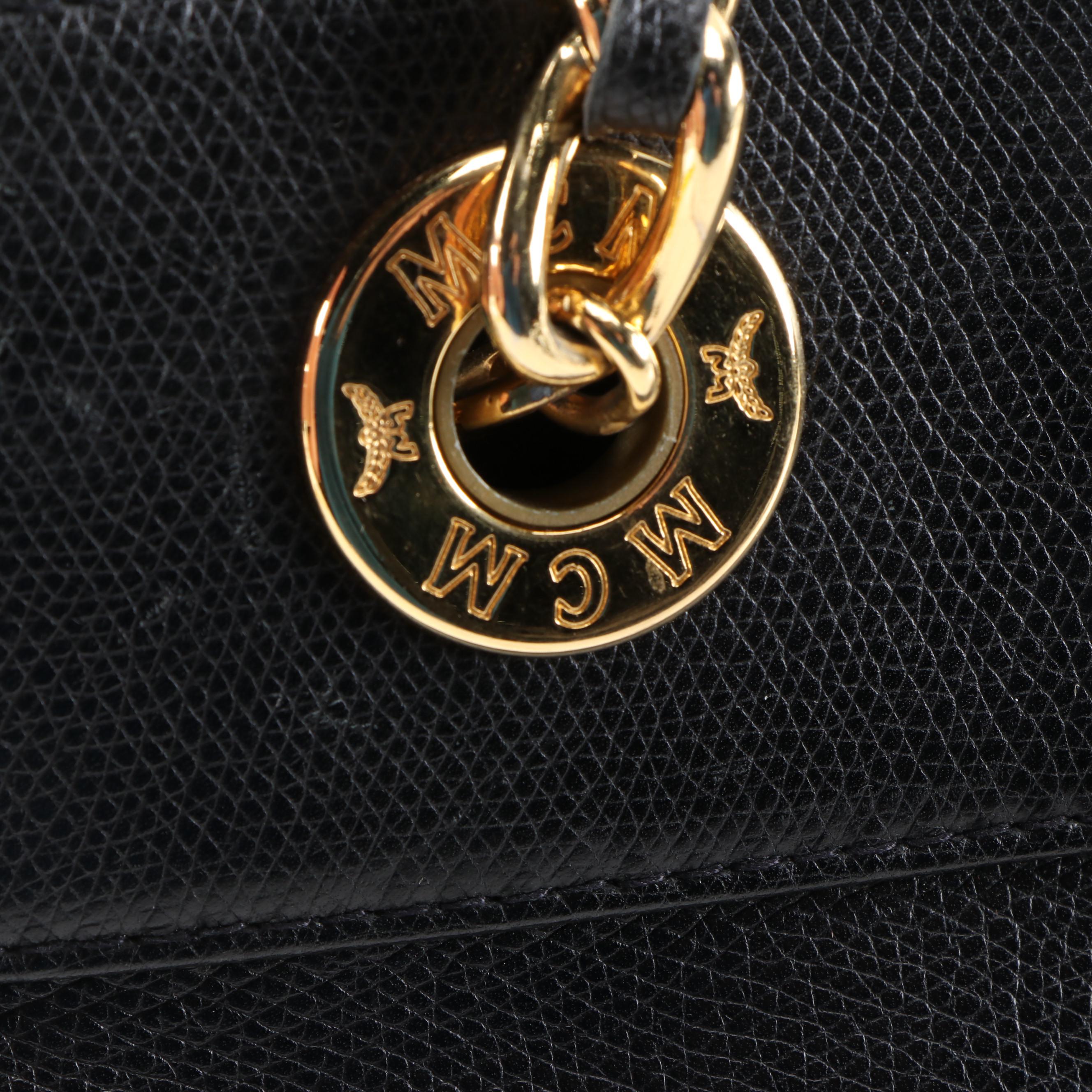 MCM Black Grained Leather Dual Compartment Shoulder Bag