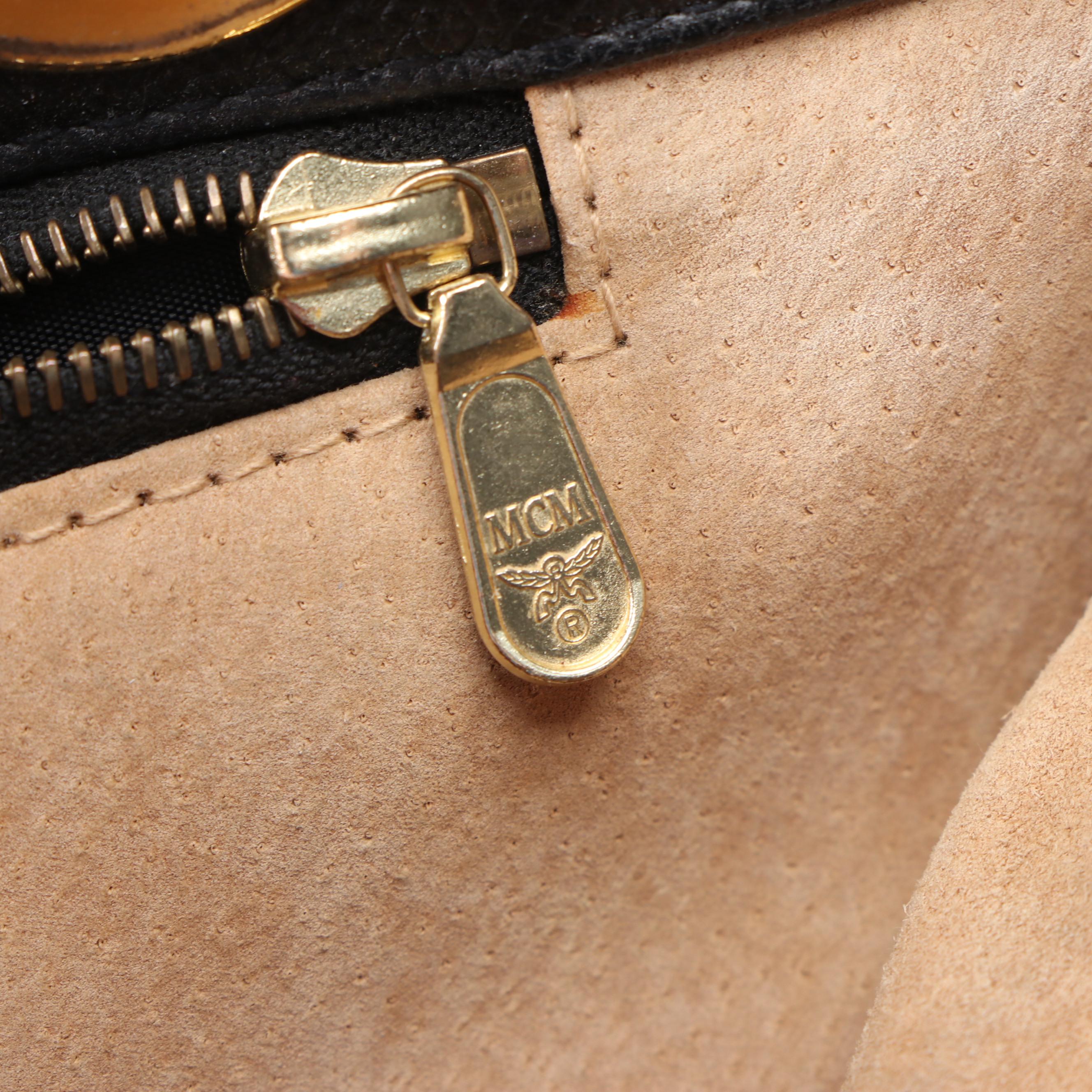 MCM Black Grained Leather Dual Compartment Shoulder Bag