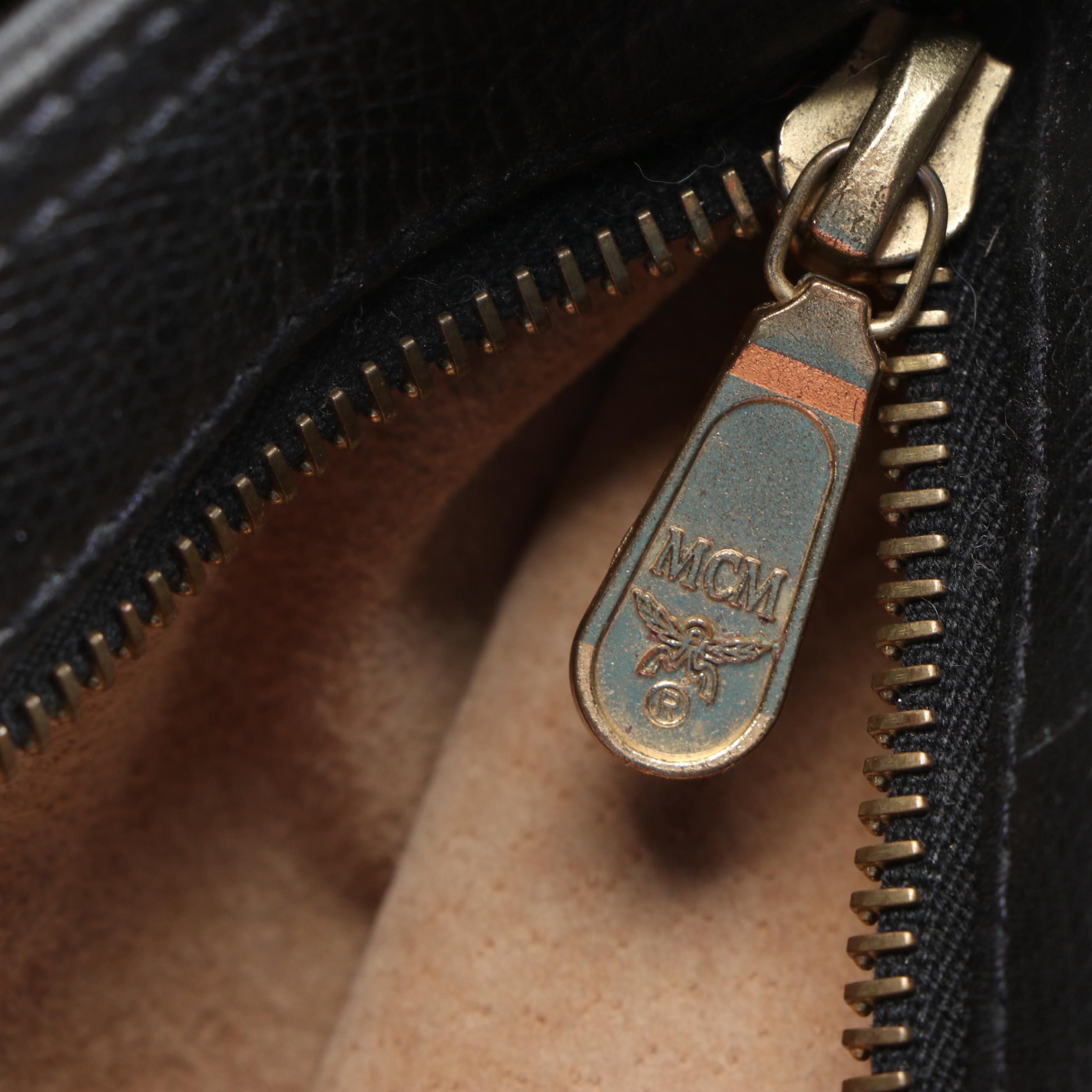 MCM Black Grained Leather Dual Compartment Shoulder Bag