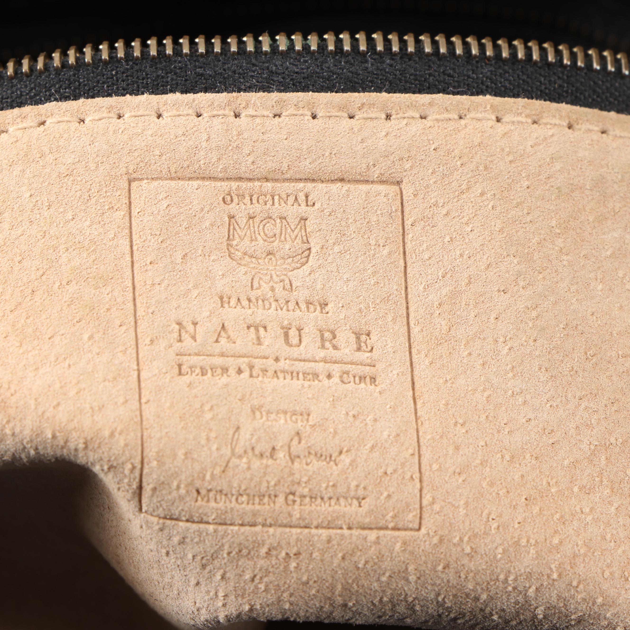 MCM Black Grained Leather Dual Compartment Shoulder Bag