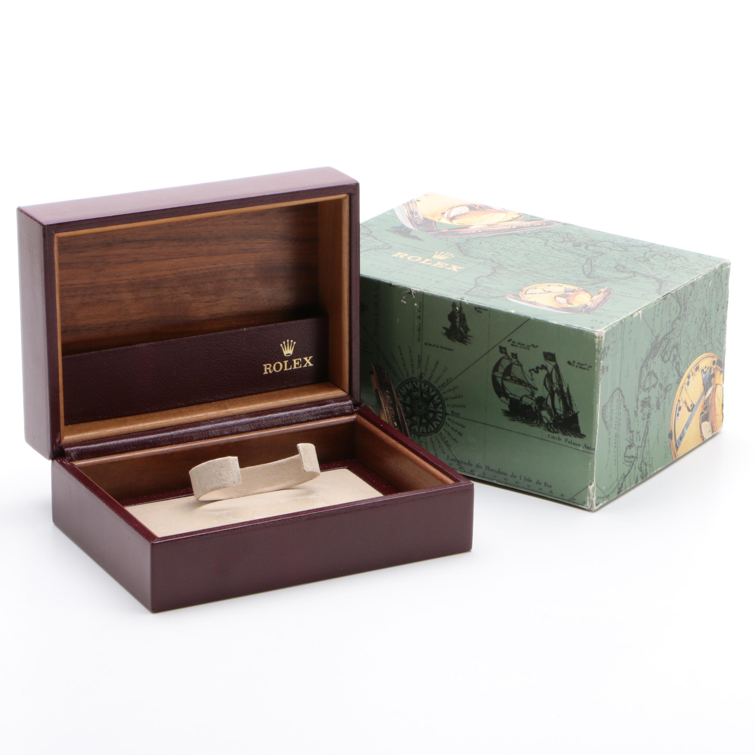 Rolex Oxblood Leather and Walnut Watch Case, Late 20th Century