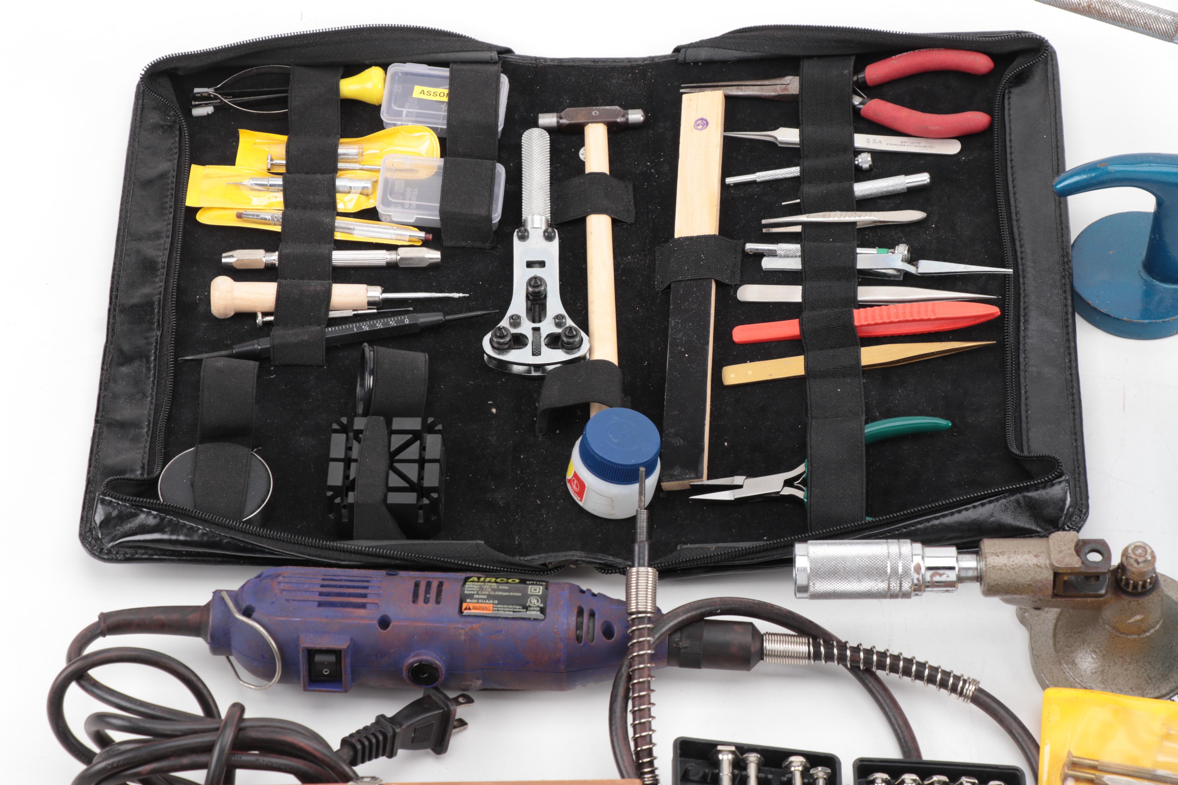 Watchmaking Tools and Parts Including Airco SPT170 Rotary Tool