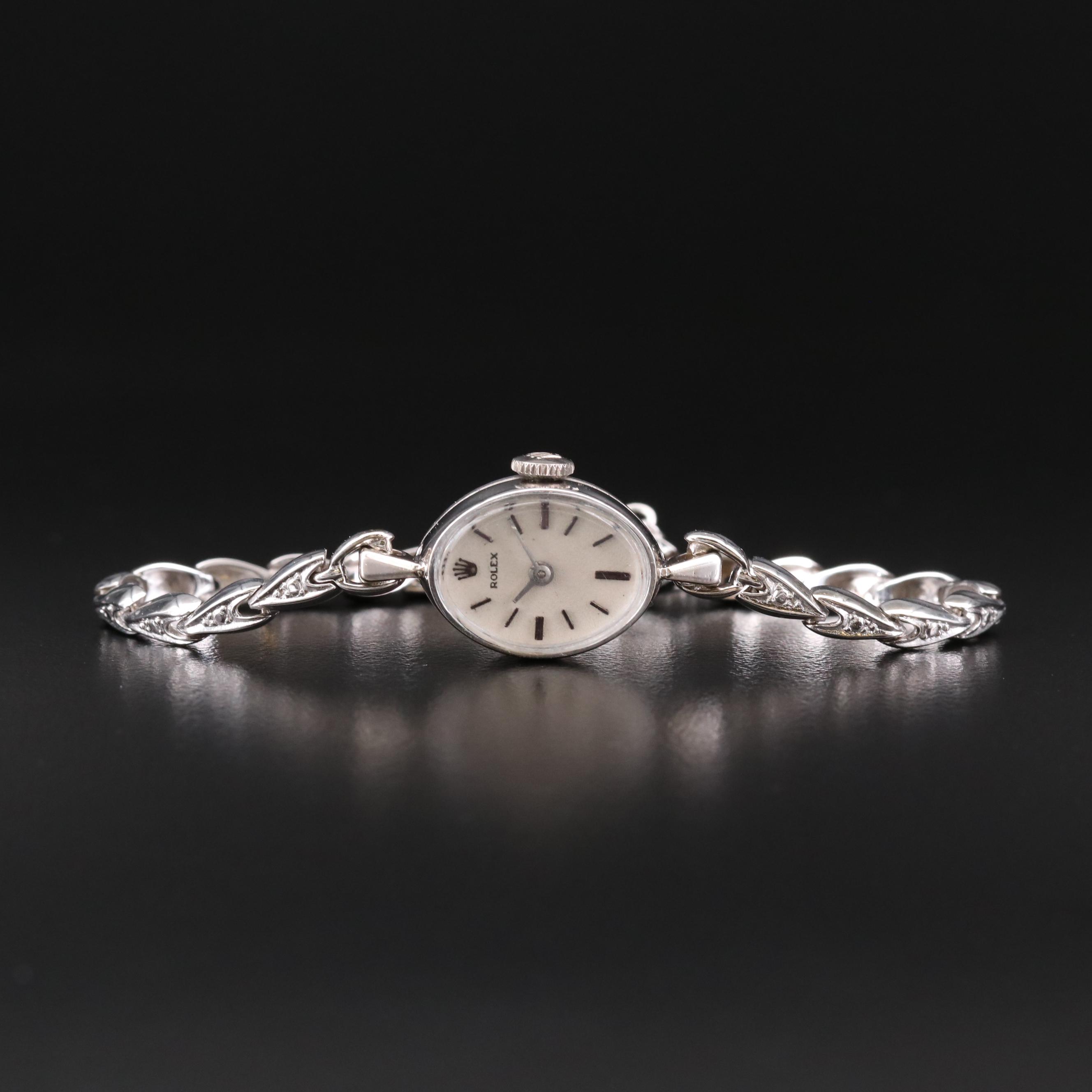 14K White Gold Rolex Stem Wind Watch