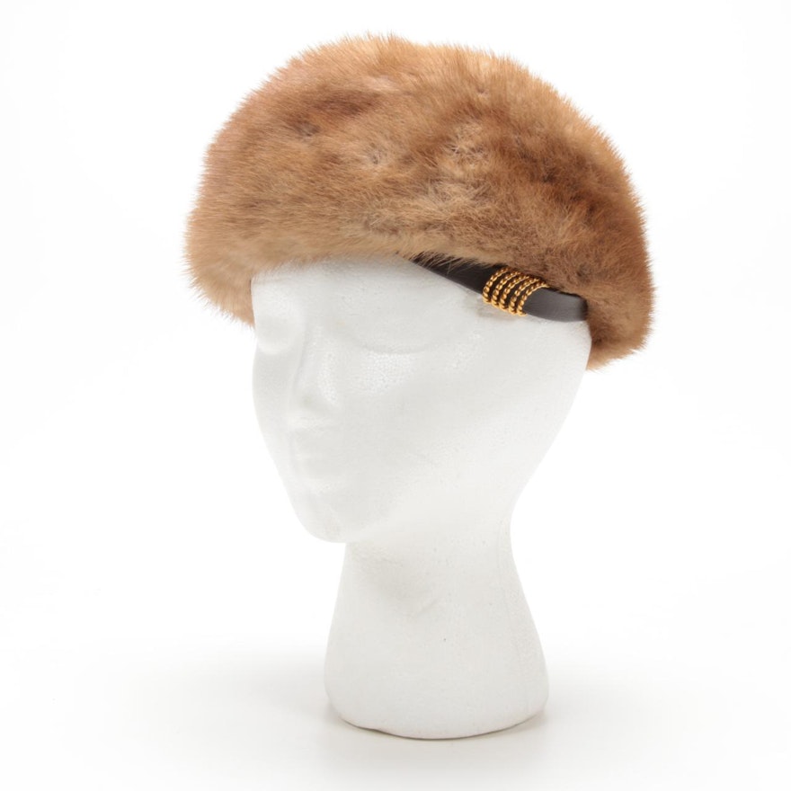 Miss Alice Mink Fur Caplet Hat, 1960s Vintage