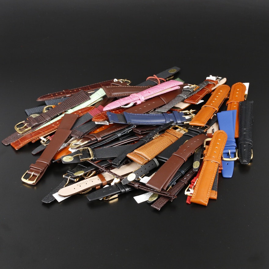 Selection of Fifty Four Assorted Leather Watch Straps