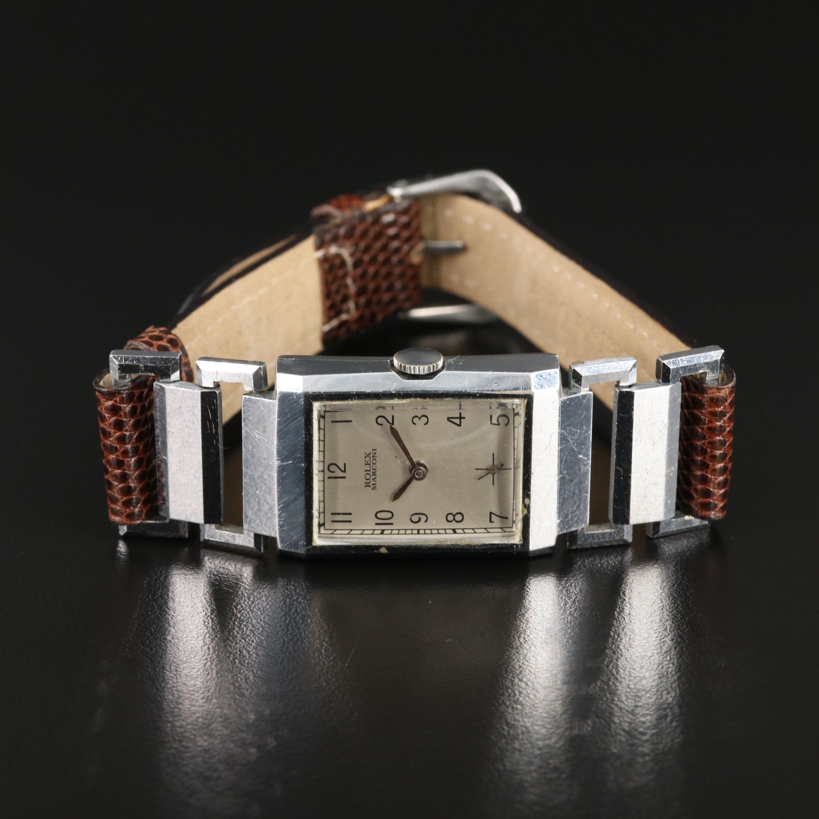 Vintage Rolex Marconi Stainless Steel Stem Wind Watch, Circa 1930